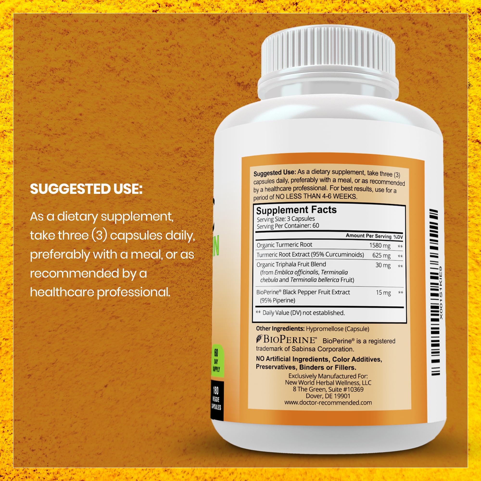 DOCTOR RECOMMENDED SUPPLEMENTS etiqueta trasera ingredientes y dosificación clara