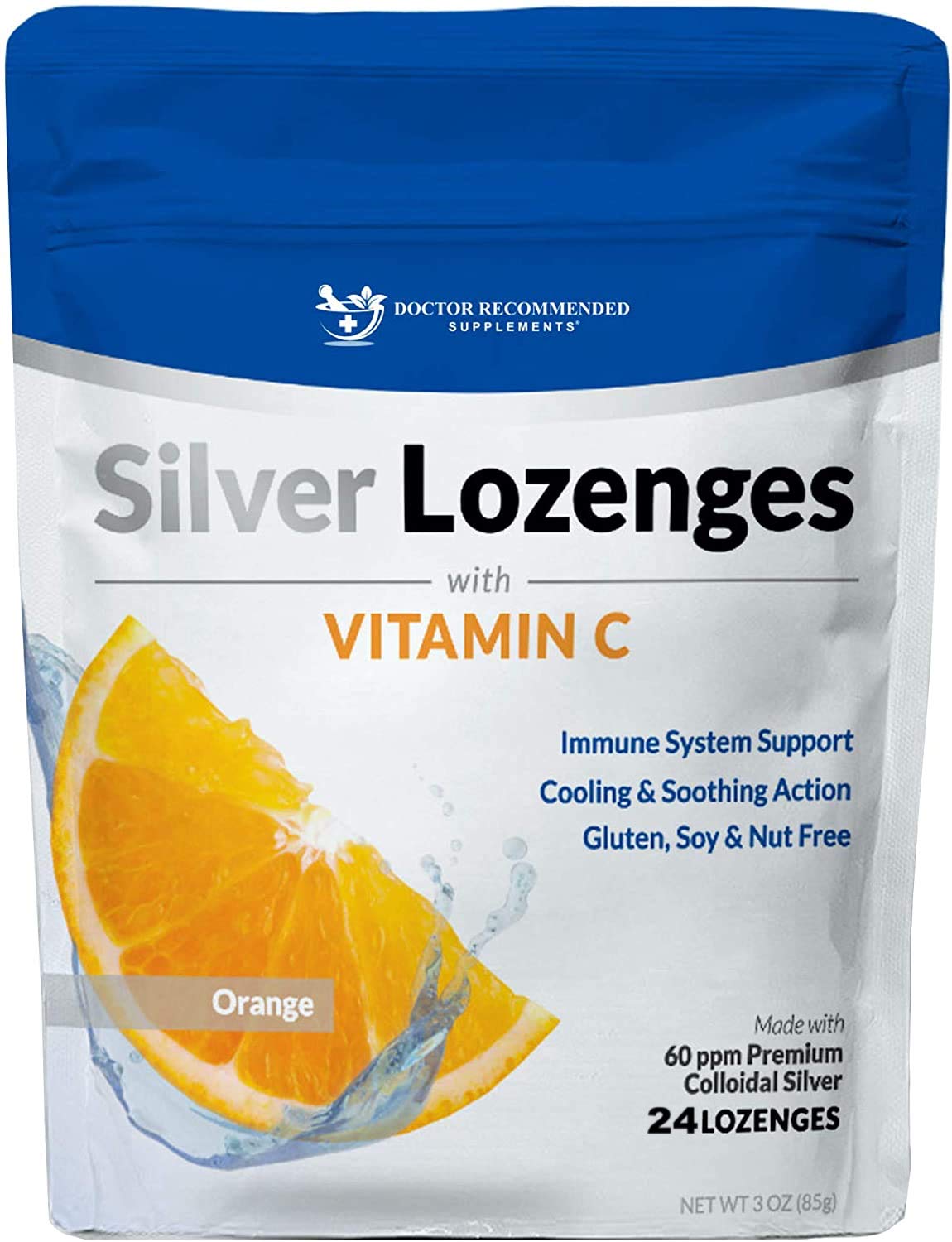 DOCTOR RECOMMENDED SUPPLEMENTS frente del empaque muestra 24 pastillas y beneficios
