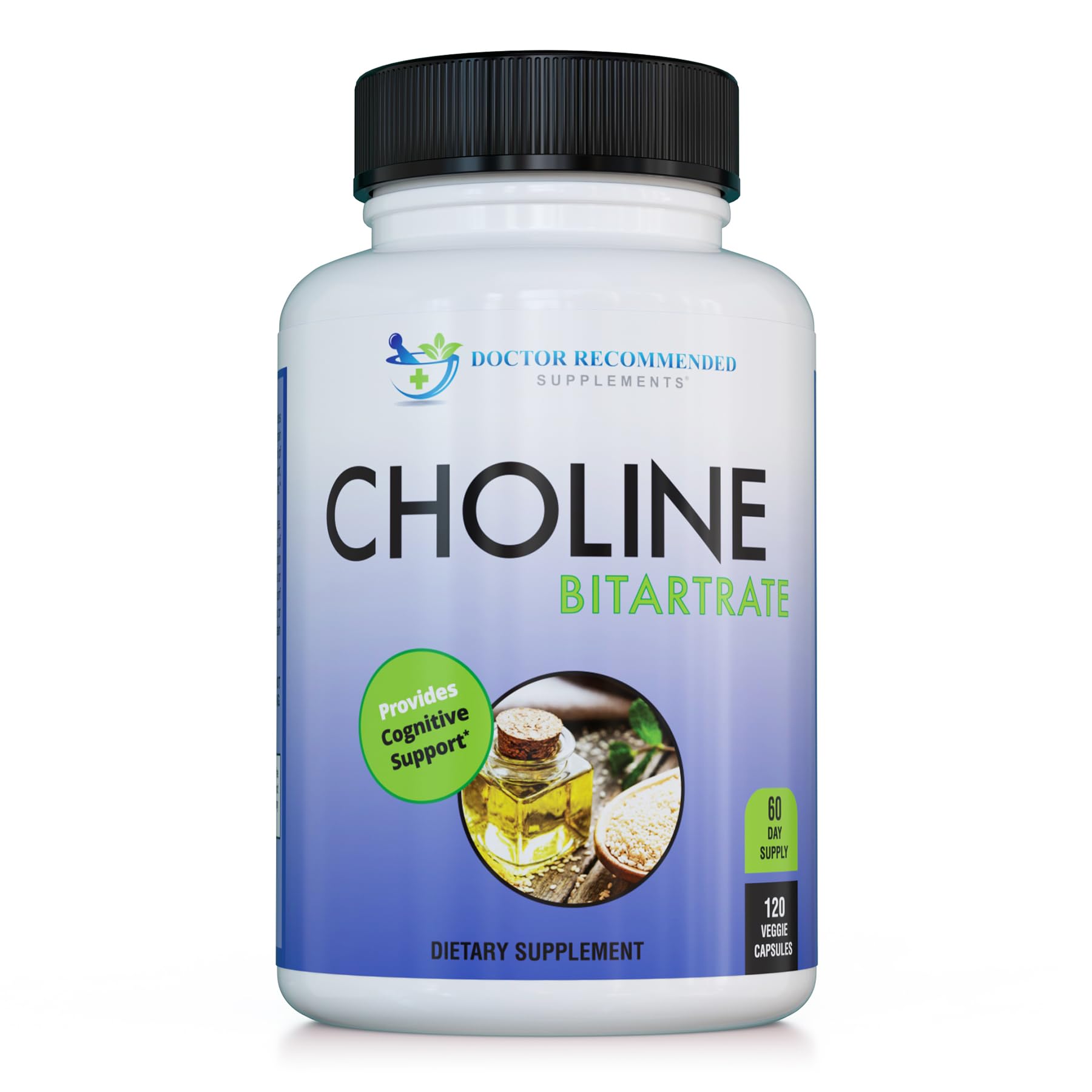 DOCTOR RECOMMENDED SUPPLEMENTS frasco frontal claro muestra etiqueta y cantidad