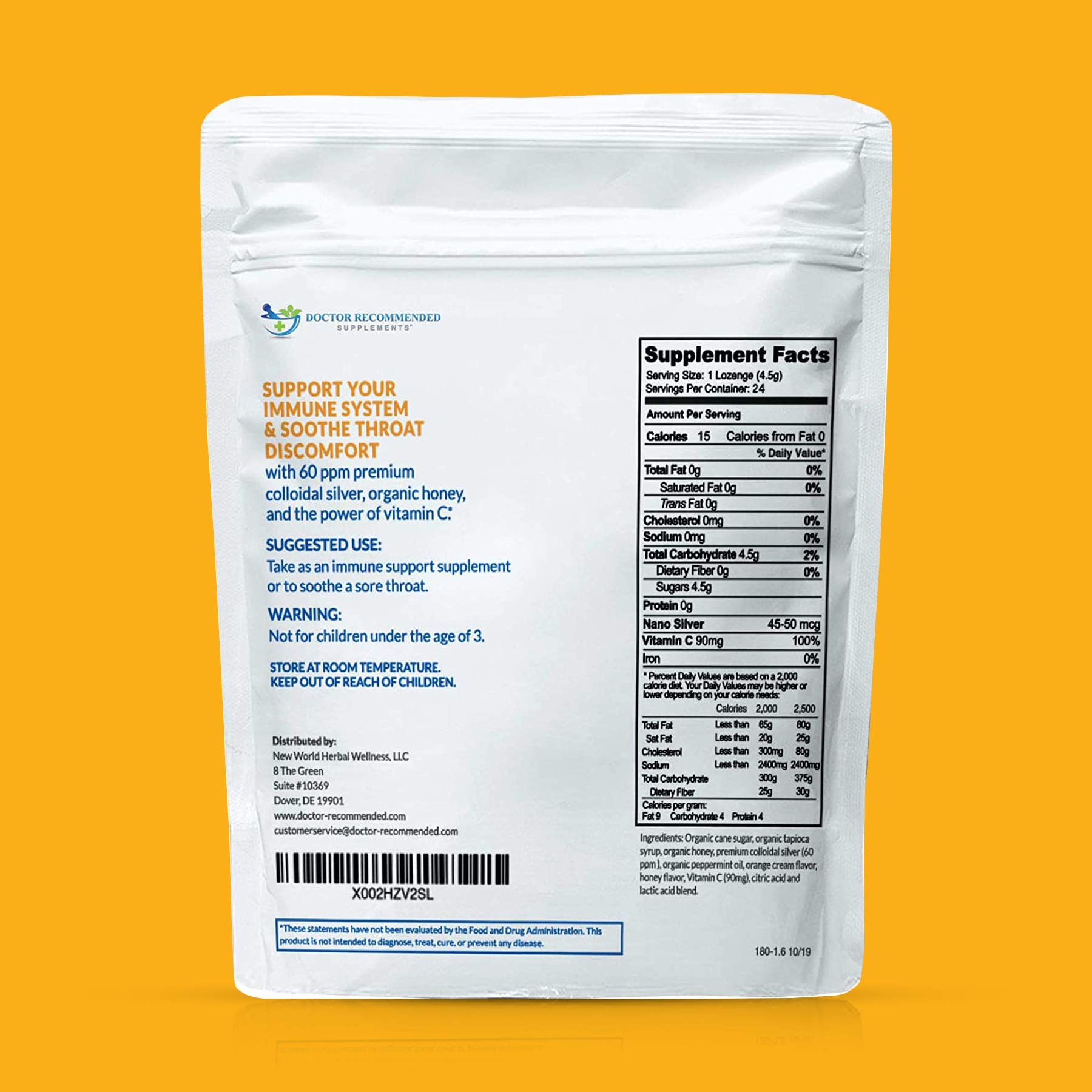 DOCTOR RECOMMENDED SUPPLEMENTS pastilla en mano para tamaño y facilidad de uso