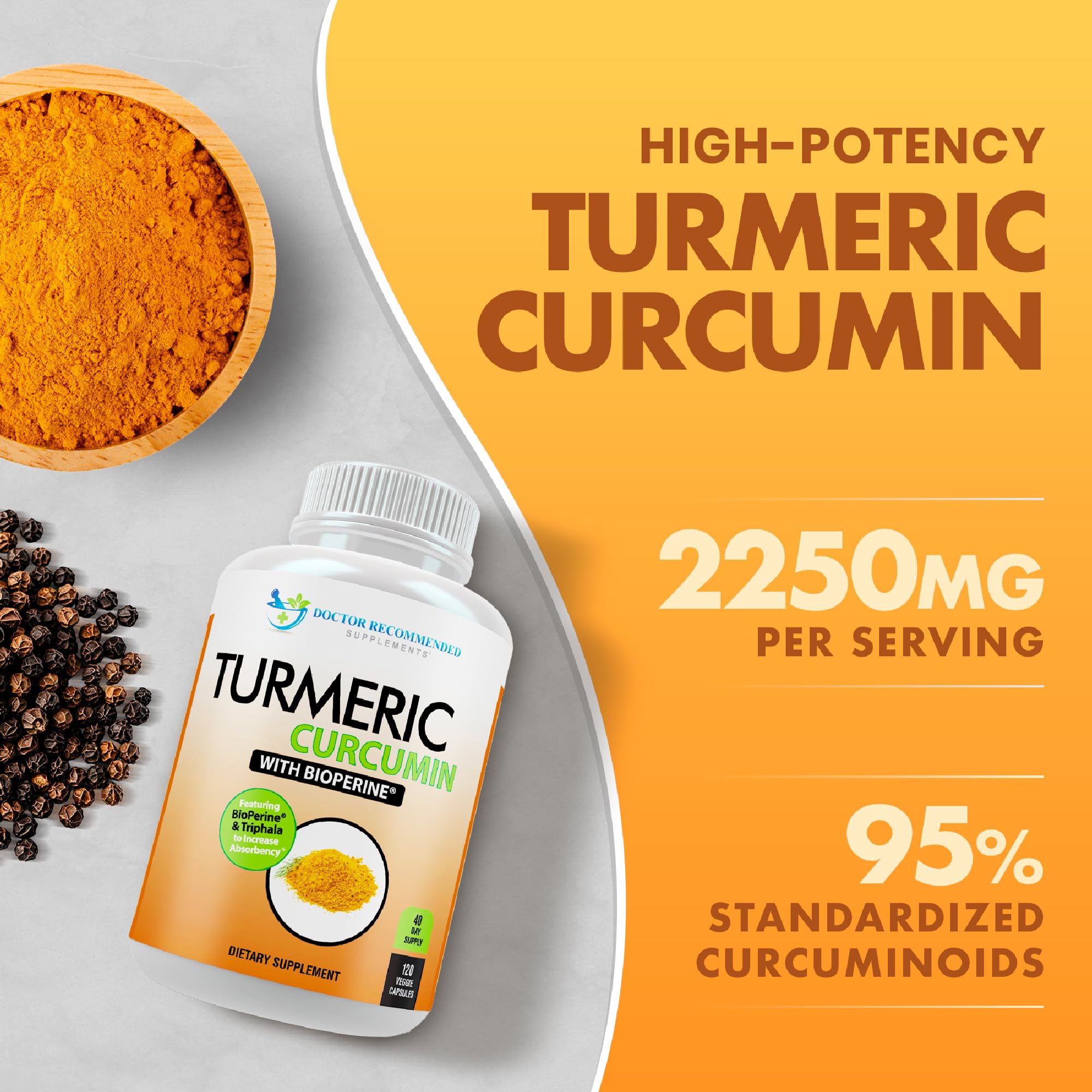 DOCTOR RECOMMENDED SUPPLEMENTS polvo de cúrcuma mostrando textura orgánica