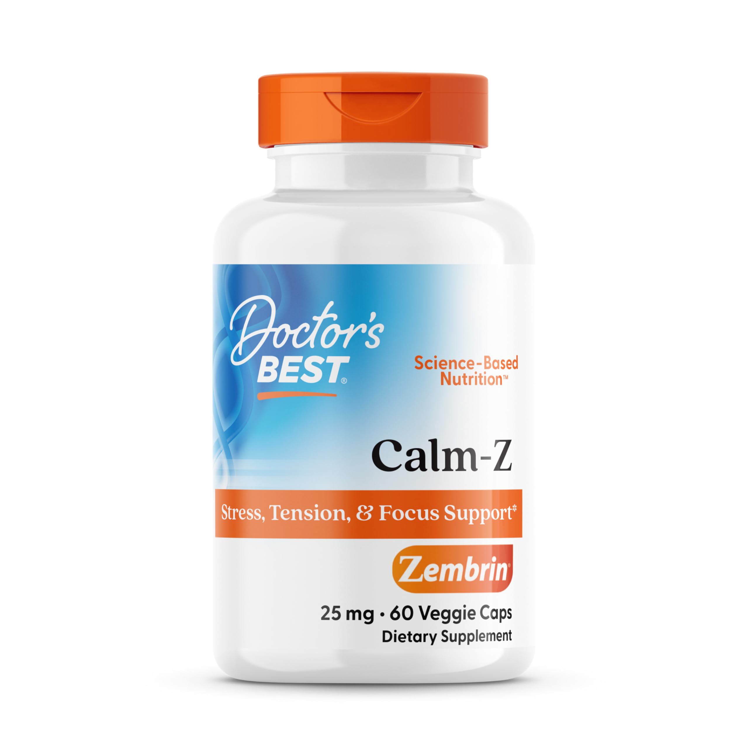 Doctor's BEST envase frente mostrando 60 cápsulas vegetales y beneficios calmantes