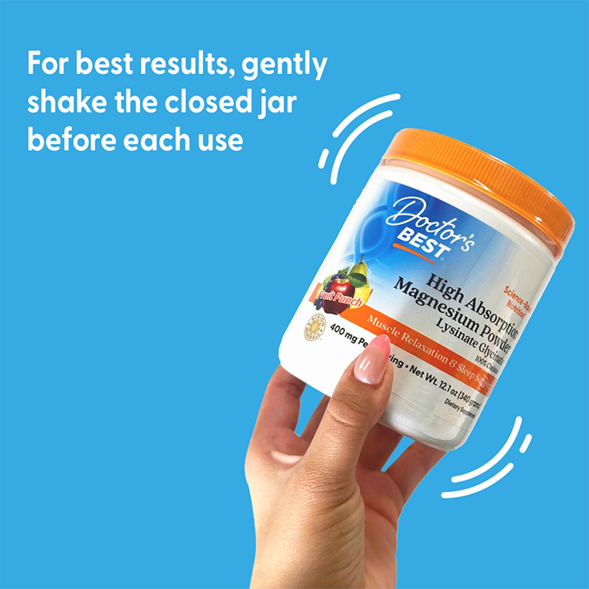 Doctor's BEST frasco junto a una regla para comparar tamaño y cantidad del producto