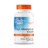 Doctor's BEST envase frontal de CoQ10 400 mg mostrando beneficio de alta absorción