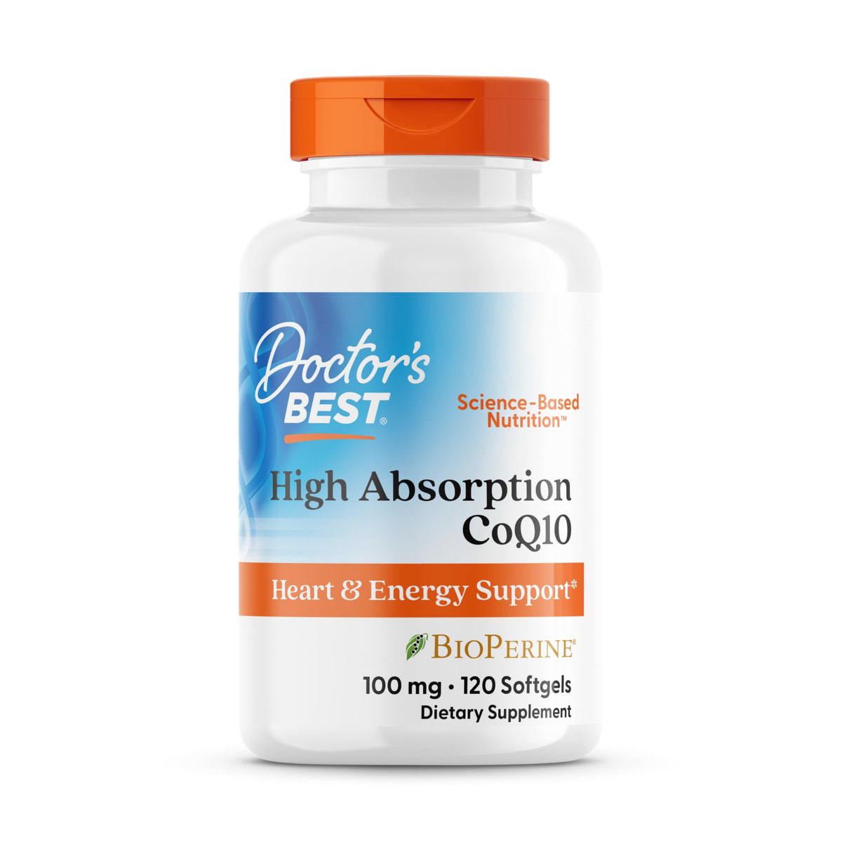 Doctor's BEST envase frontal mostrando 120 softgels y beneficios de absorción