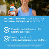 Doctor's BEST suplemento en uso junto a plato para apoyar digestión durante comidas