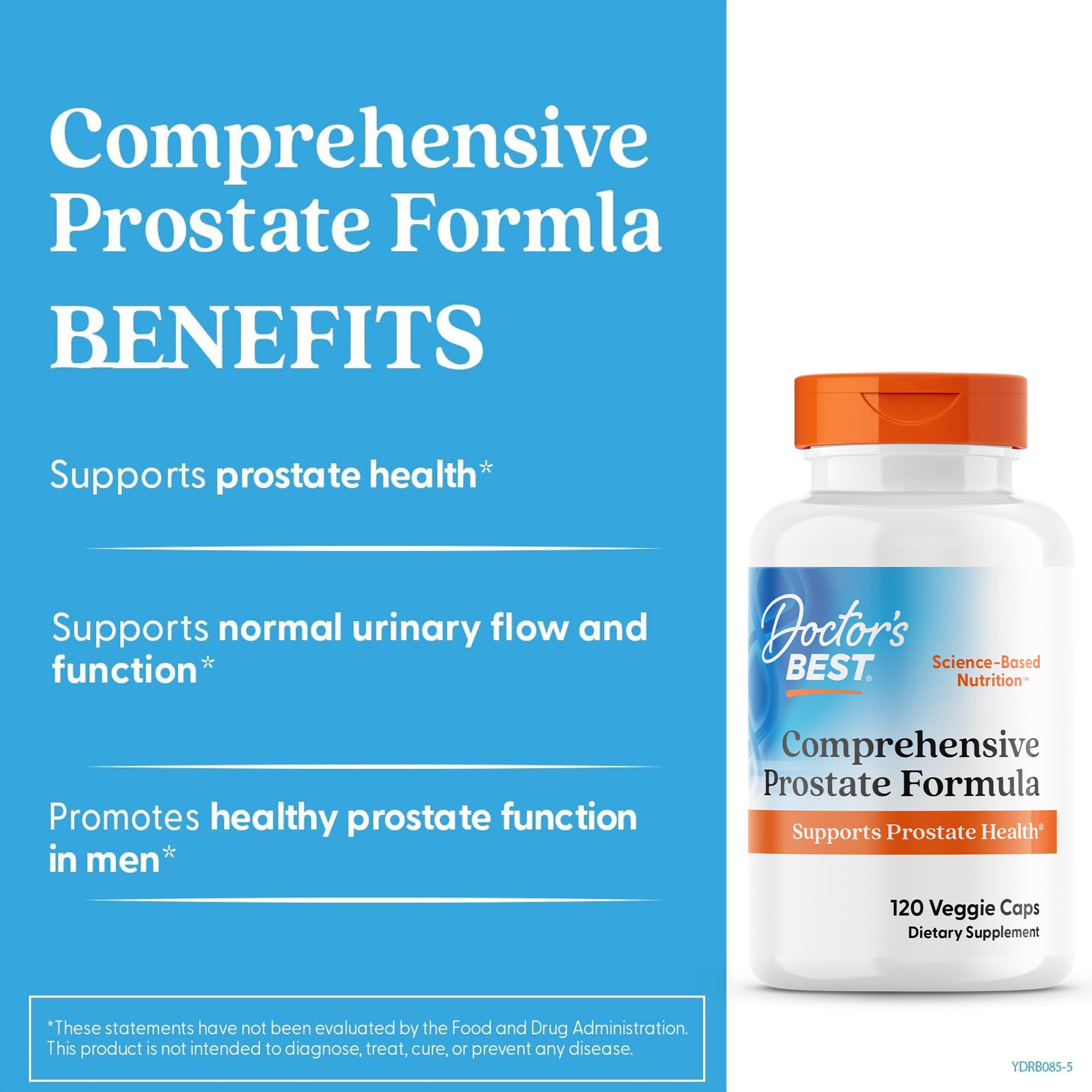 Doctor's Best envase de 120 cápsulas con escala de tamaño practicidad