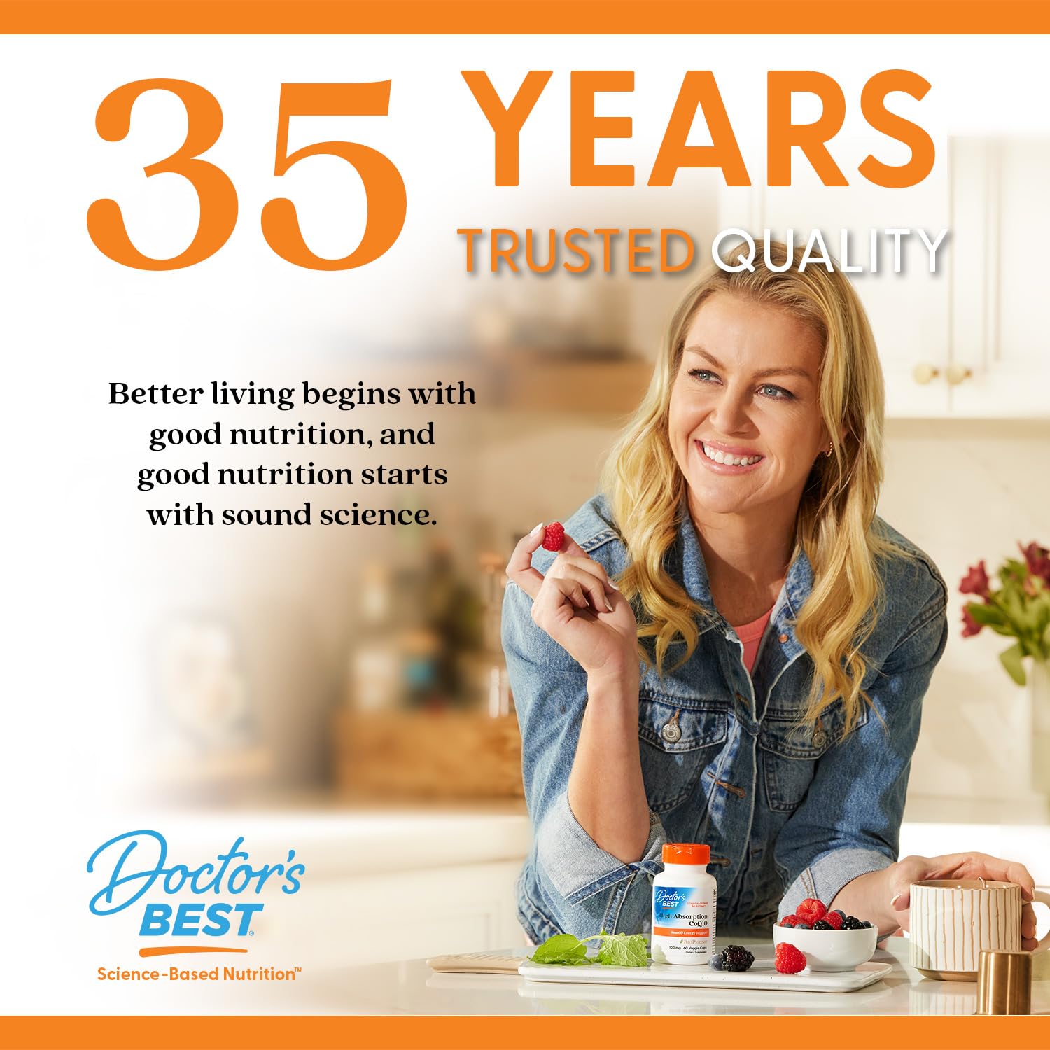 Doctor's BEST etiqueta nutricional en primer plano, información clara
