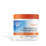 Doctor's BEST envase frontal del magnesio en polvo mostrando etiqueta y beneficio de absorción