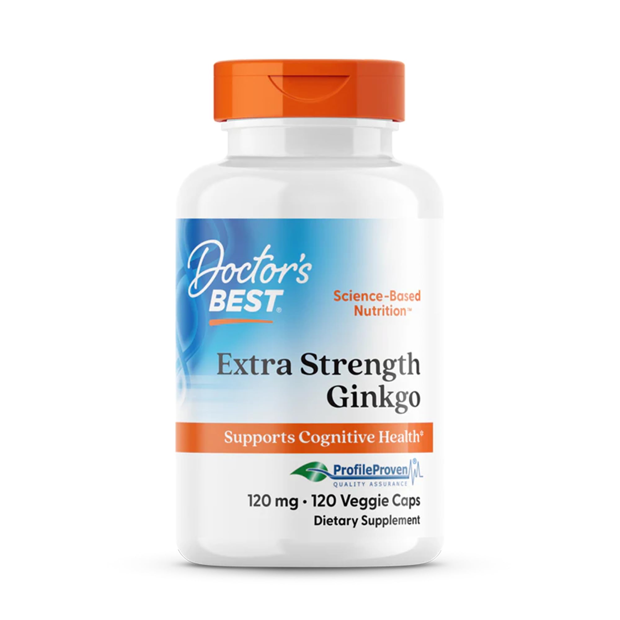 Doctor's BEST envase frontal de Ginkgo Biloba mostrando etiqueta y beneficios