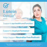 Doctor's Best suplemento junto a gafas y libro, sugiere apoyo visual diario