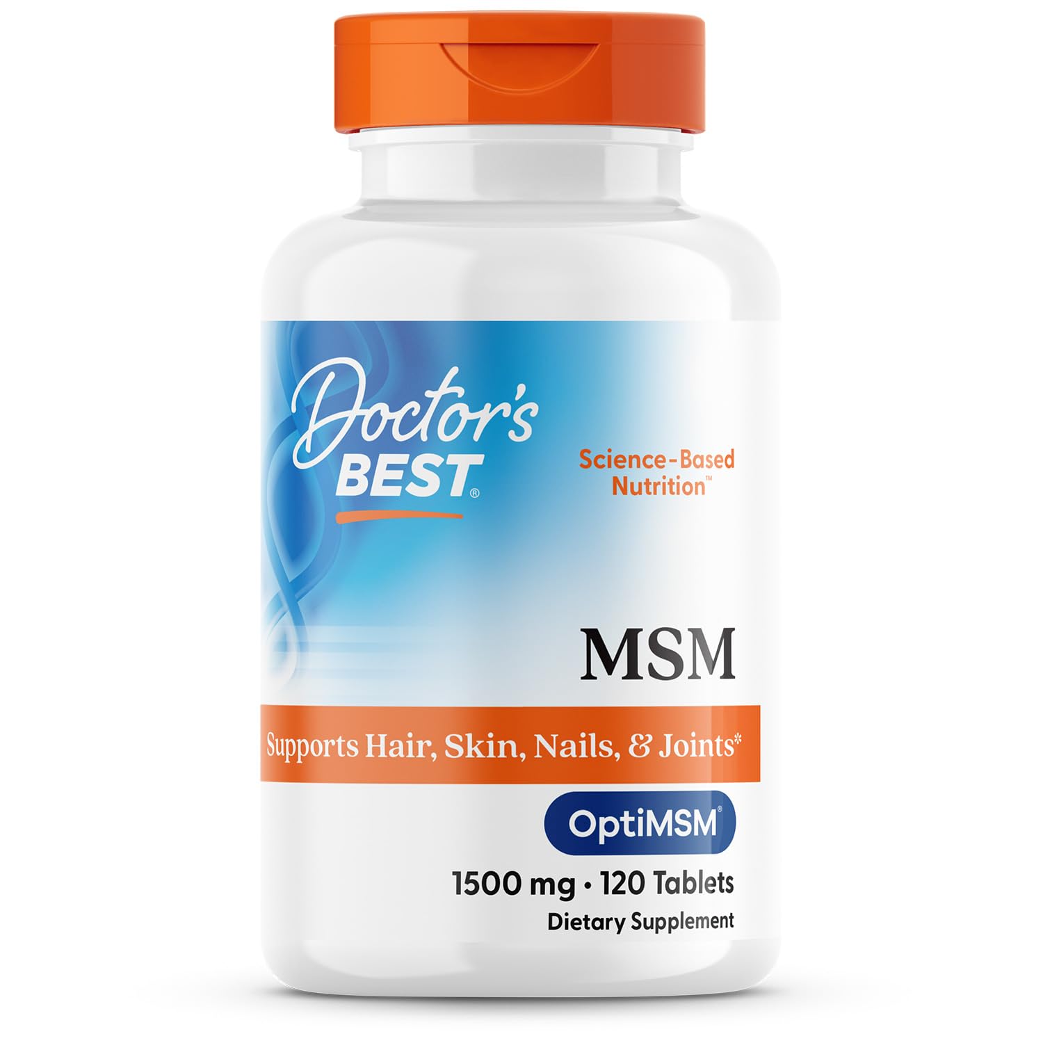 Doctor's Best frasco frontal mostrando etiquetado claro y beneficios visibles