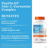 Doctor's BEST etiqueta con ingredientes que facilita verificar zinc y carnosina