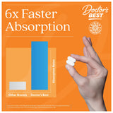 Doctor's BEST tabletas en mano para visualizar tamaño y facilidad de ingesta