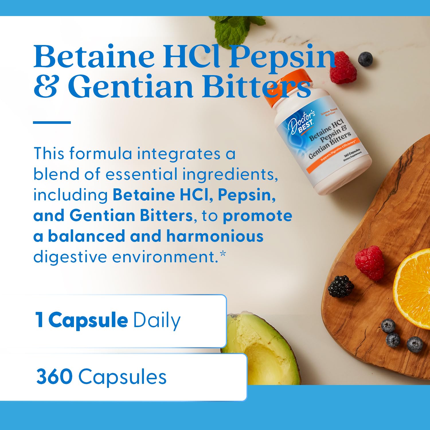 Detalle de cápsula mostrando textura y polvo, Doctor's BEST enfatiza ingredientes activos
