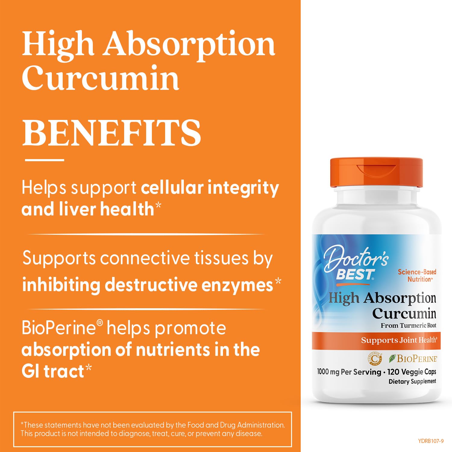 Detalle de cápsula Doctor's BEST Turmeric Curcumin mostrando textura y calidad