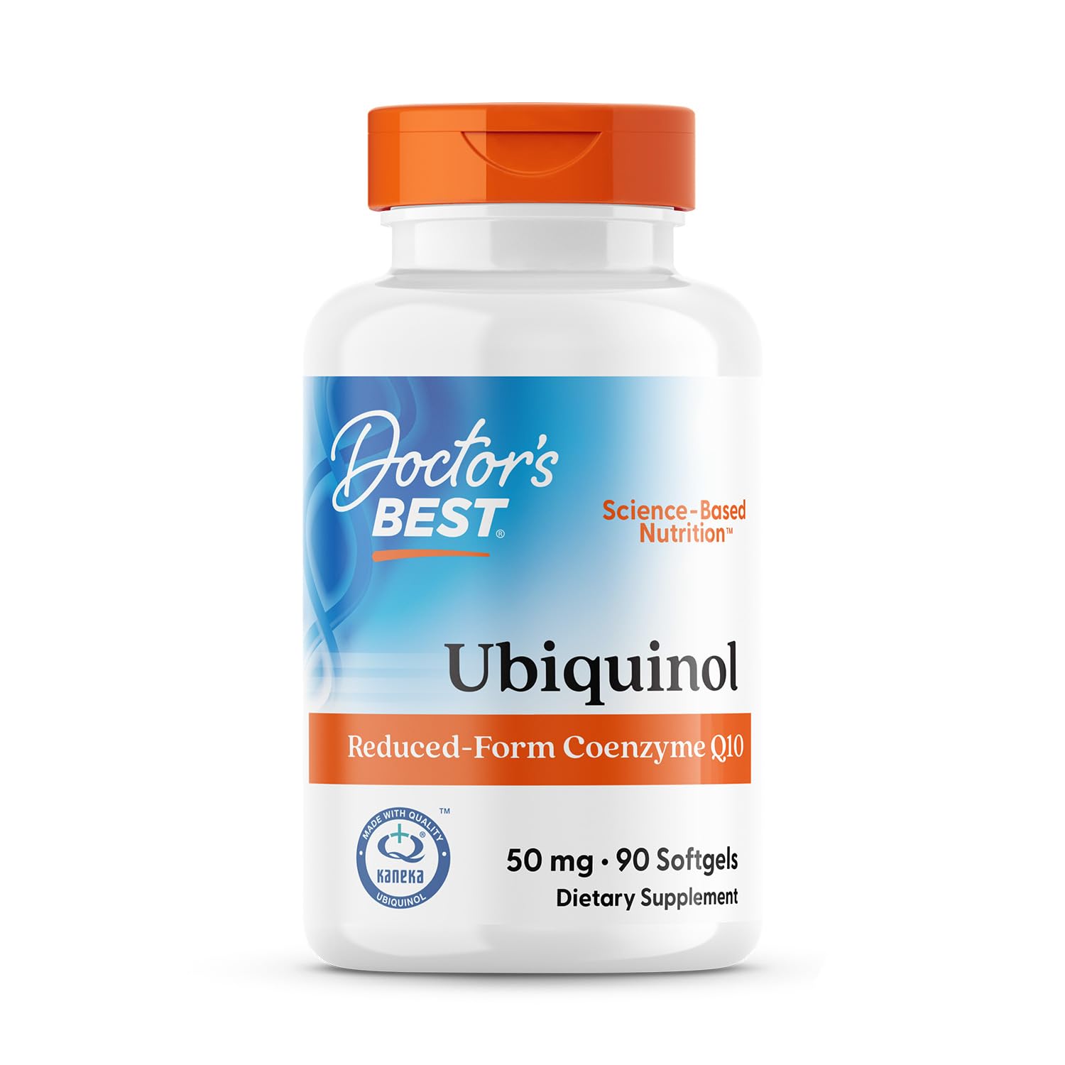 Doctor's Best botella frontal del producto mostrando 90 softgels y beneficios clave