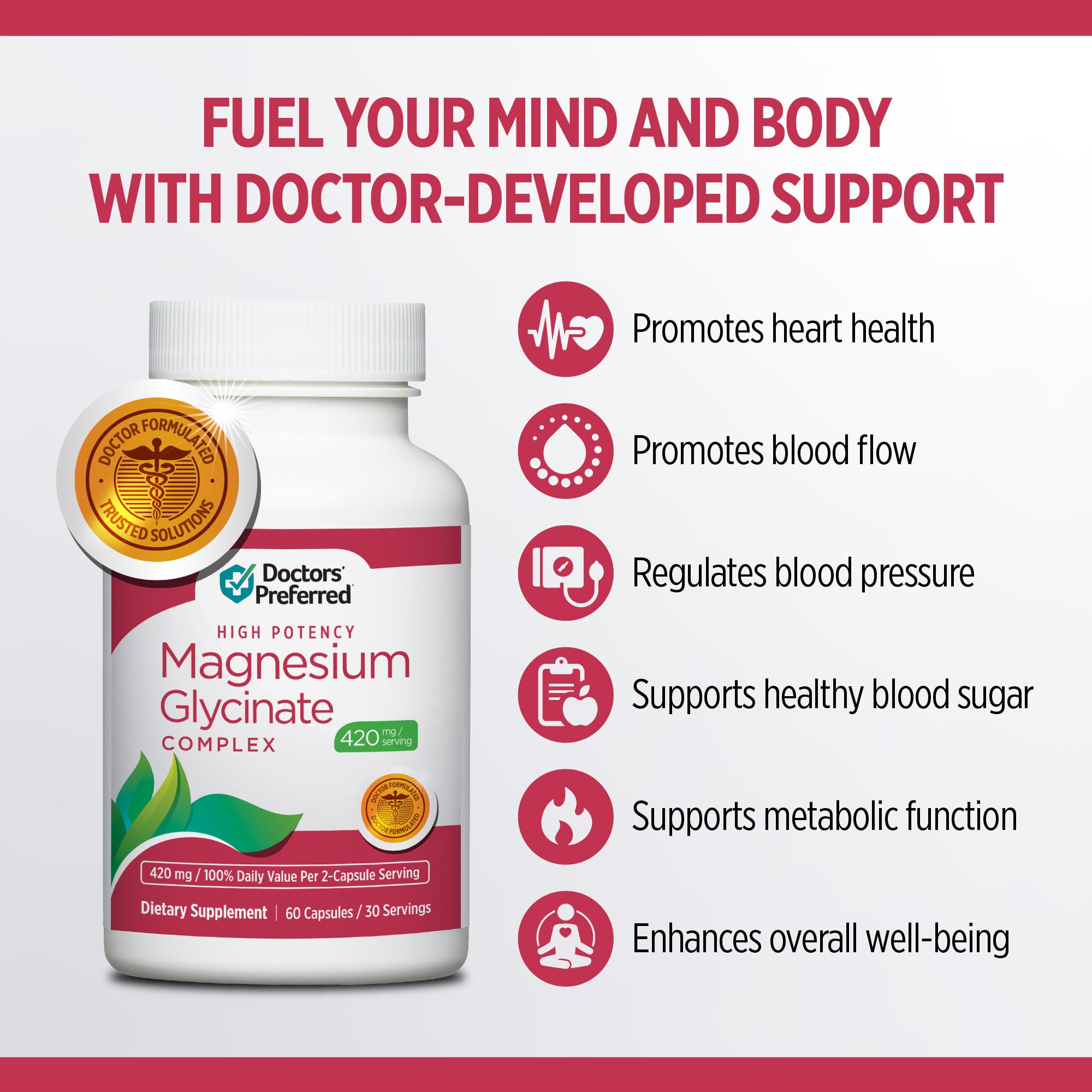 Doctors' Preferred etiqueta con información nutricional para confirmar ingredientes y dosificación