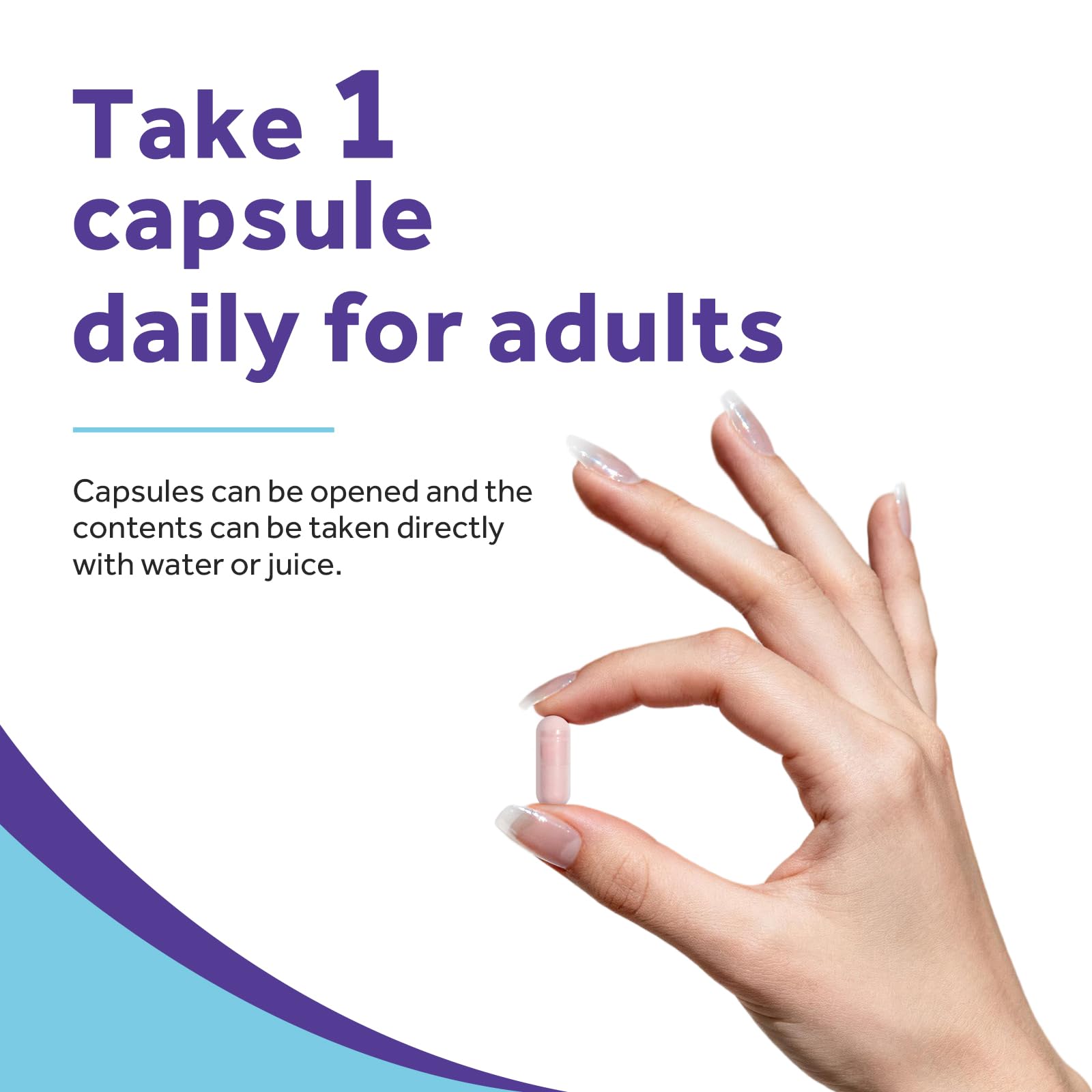 Doctor's Recipes cápsula comparada con mano para mostrar tamaño práctico