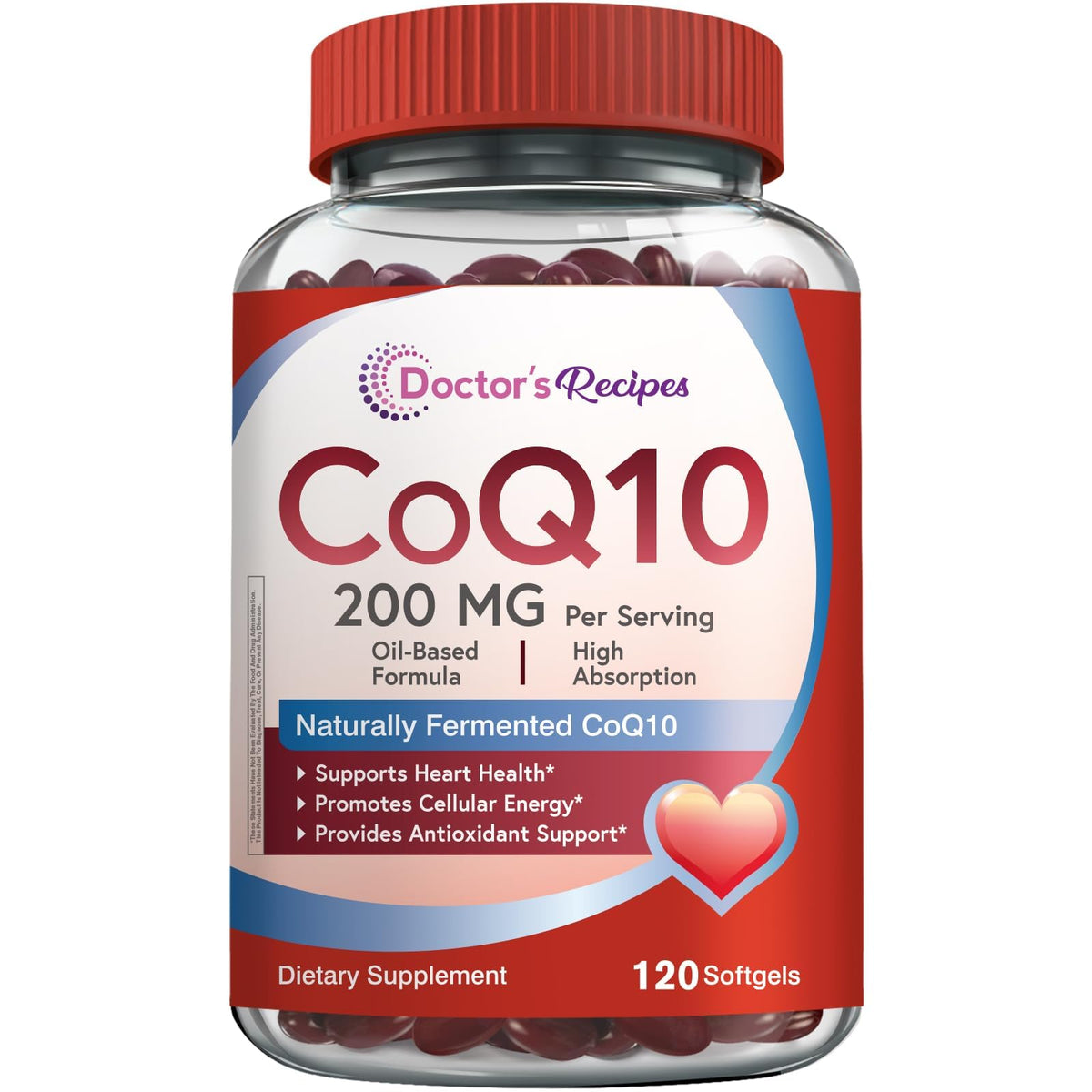 Doctor's Recipes frontal del empaque mostrando 120 softgels y beneficio de dos meses