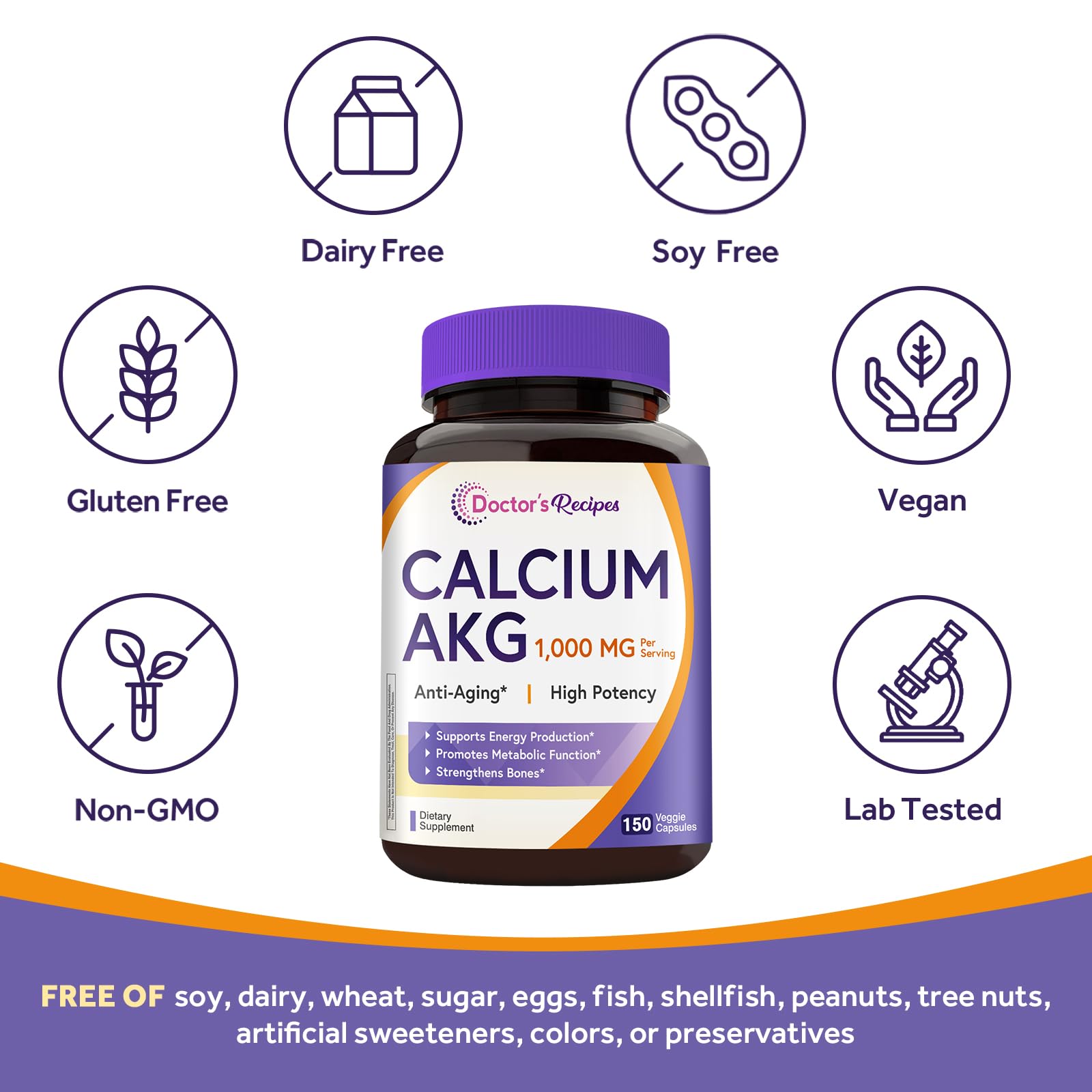 Doctor's Recipes etiqueta con ingredientes y beneficios claramente visibles