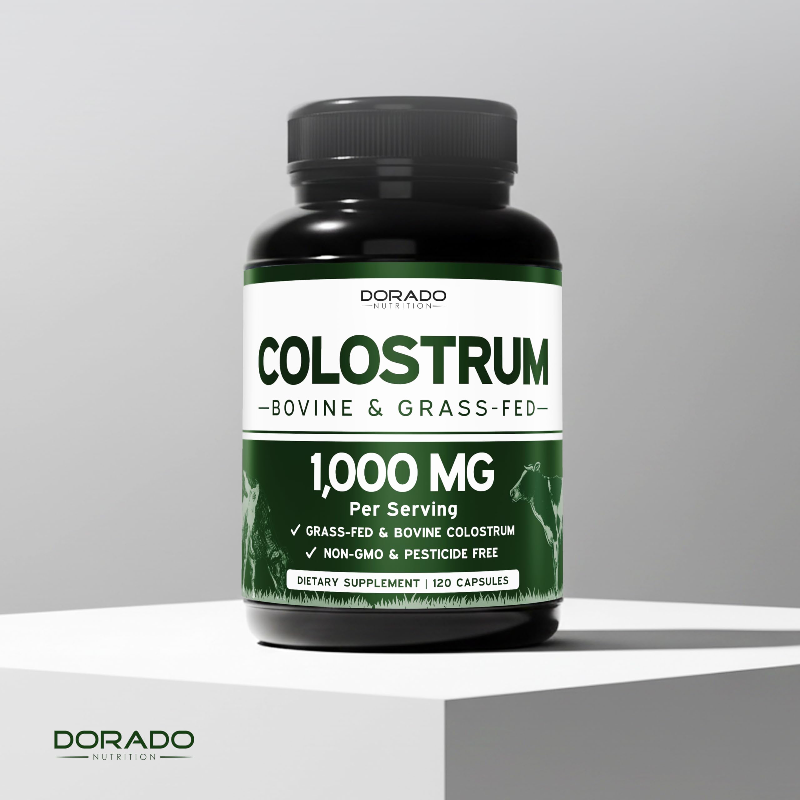 DORADO NUTRITION frasco y cápsulas dispuestas 360 mostrando contenido del envase