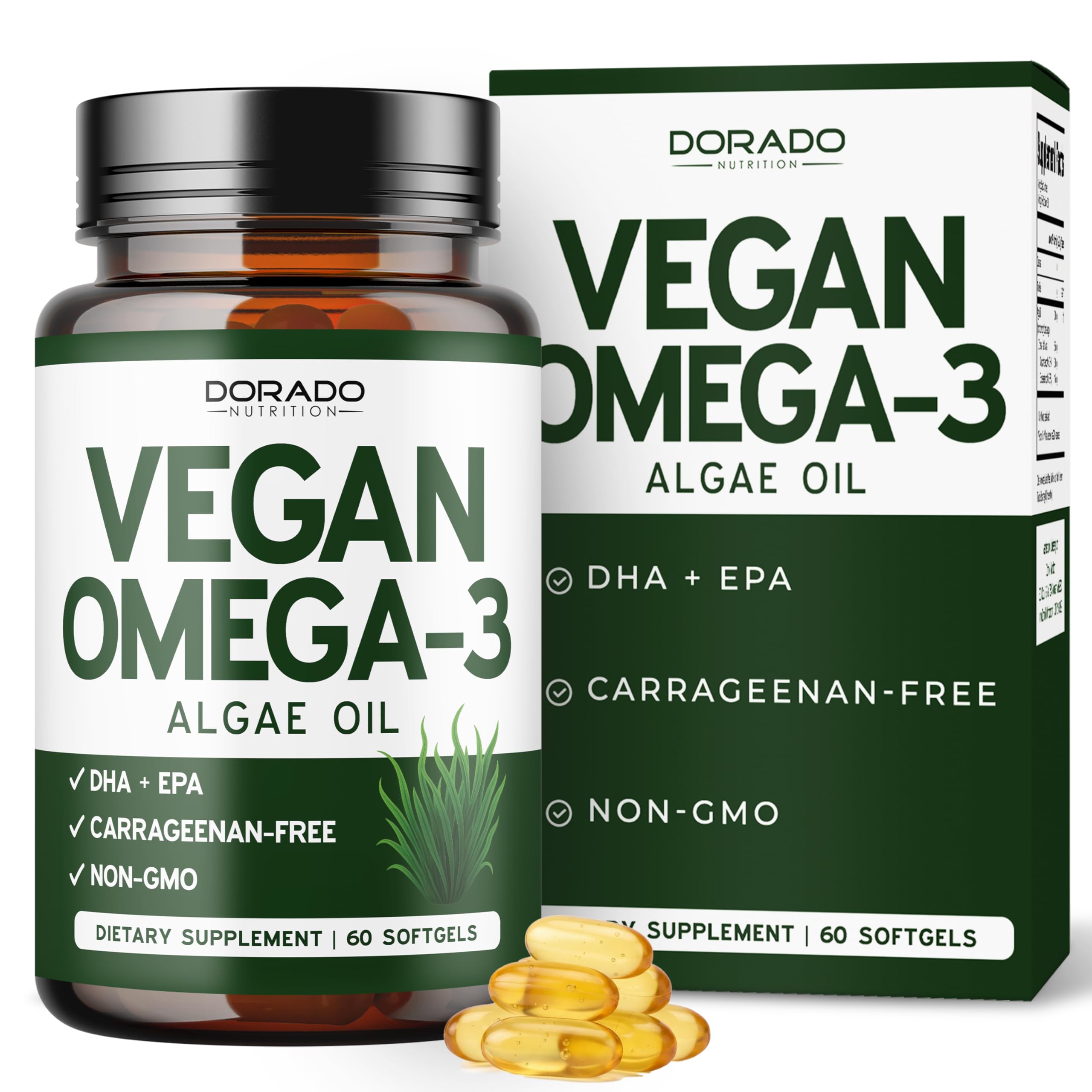 DORADO NUTRITION envase frontal mostrando cápsulas veganas y beneficios claros