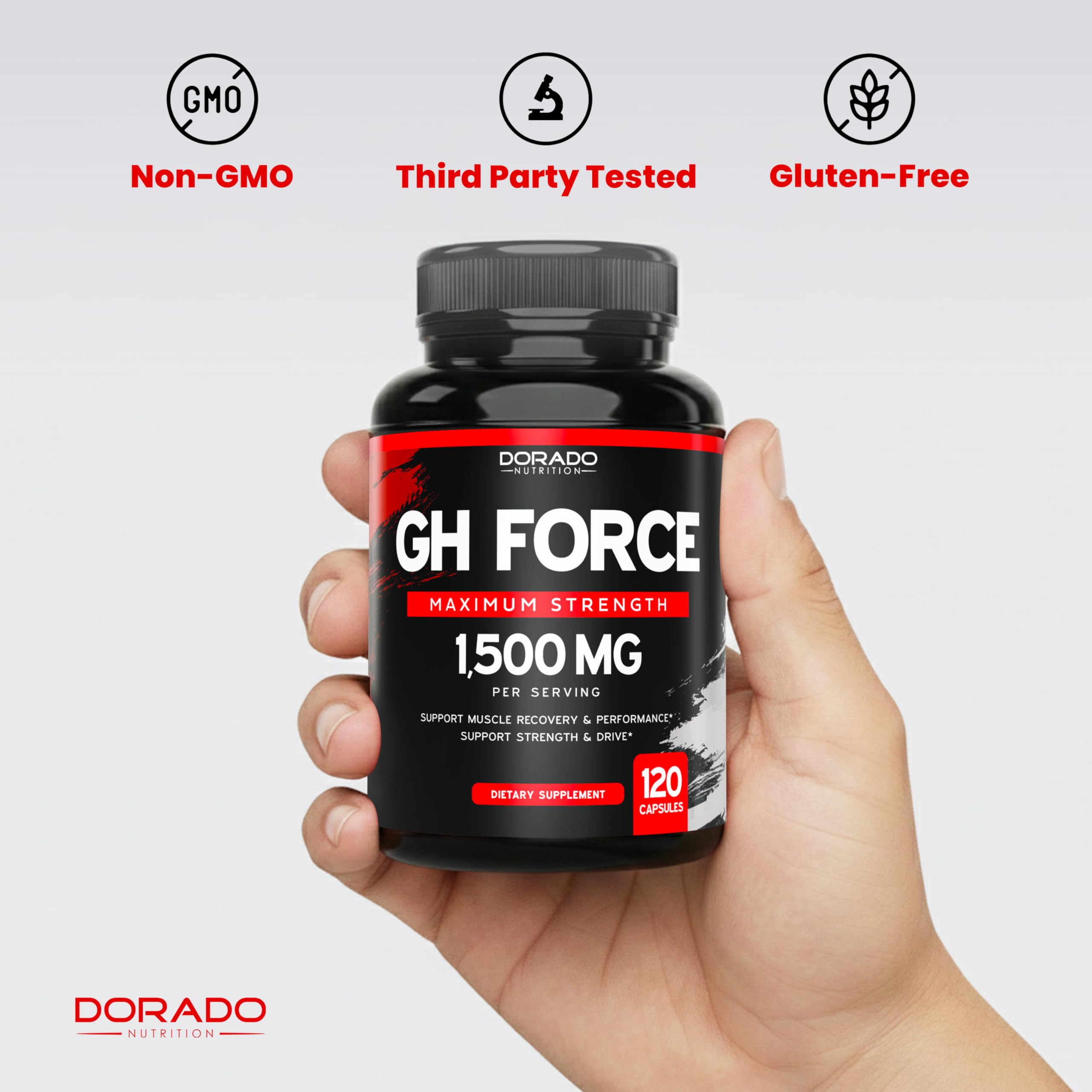 DORADO NUTRITION sello GMP en envase que refleja fabricación y control de calidad