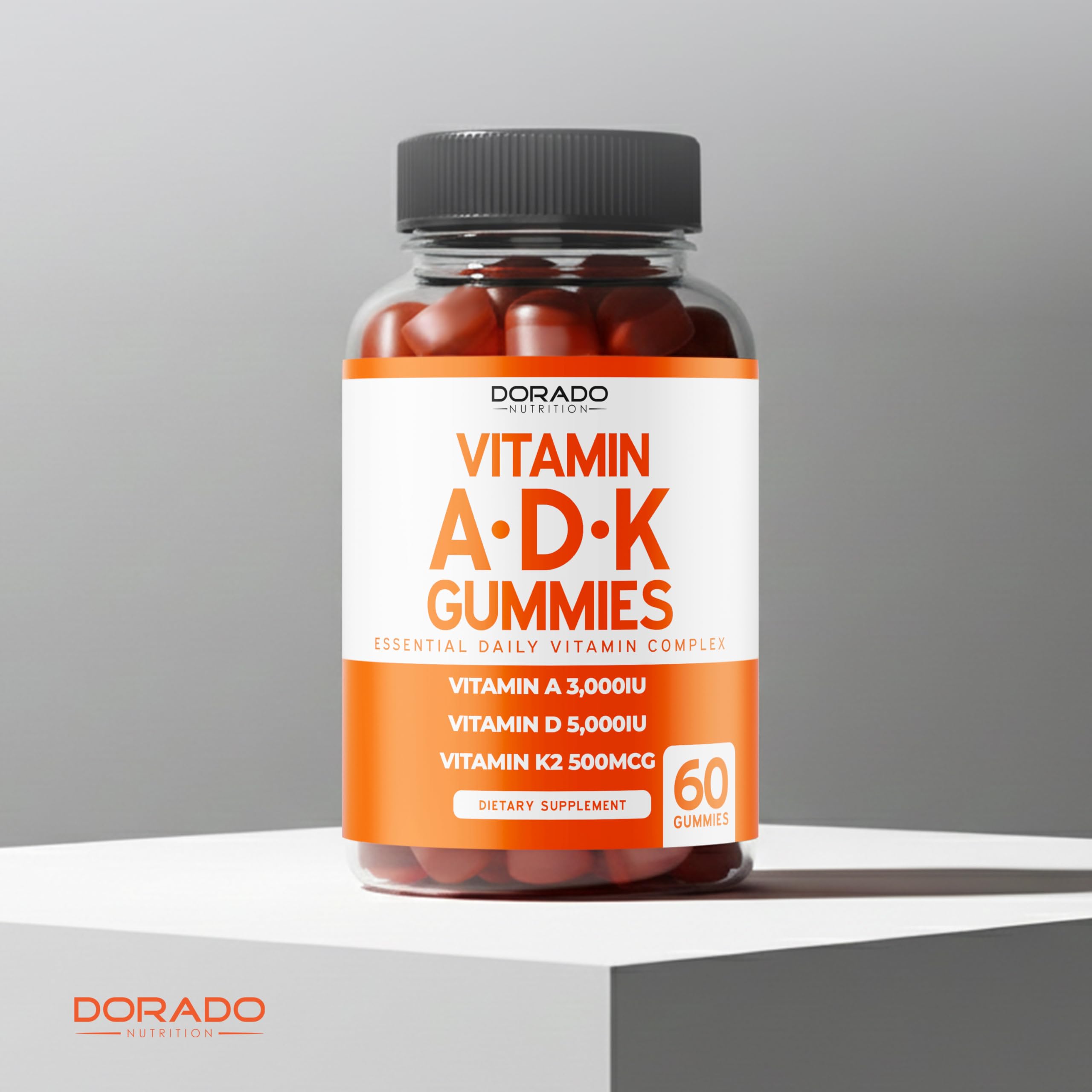 DORADO NUTRITION frasco junto a objeto para comparar tamaño y porciones