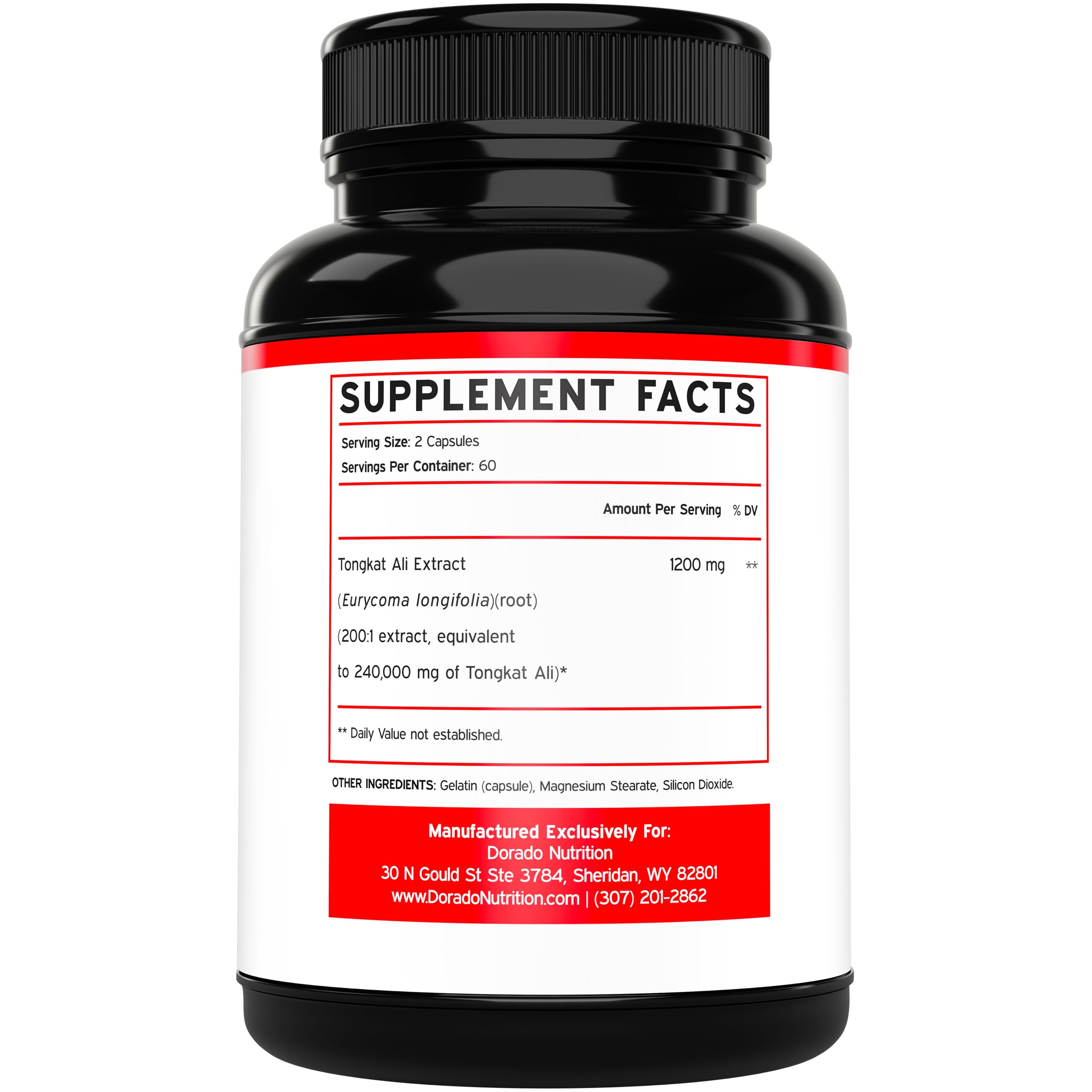 DORADO NUTRITION etiqueta lateral con información de dosis y extracto