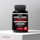 DORADO NUTRITION cápsulas junto a pesa de gimnasio sugieren rendimiento
