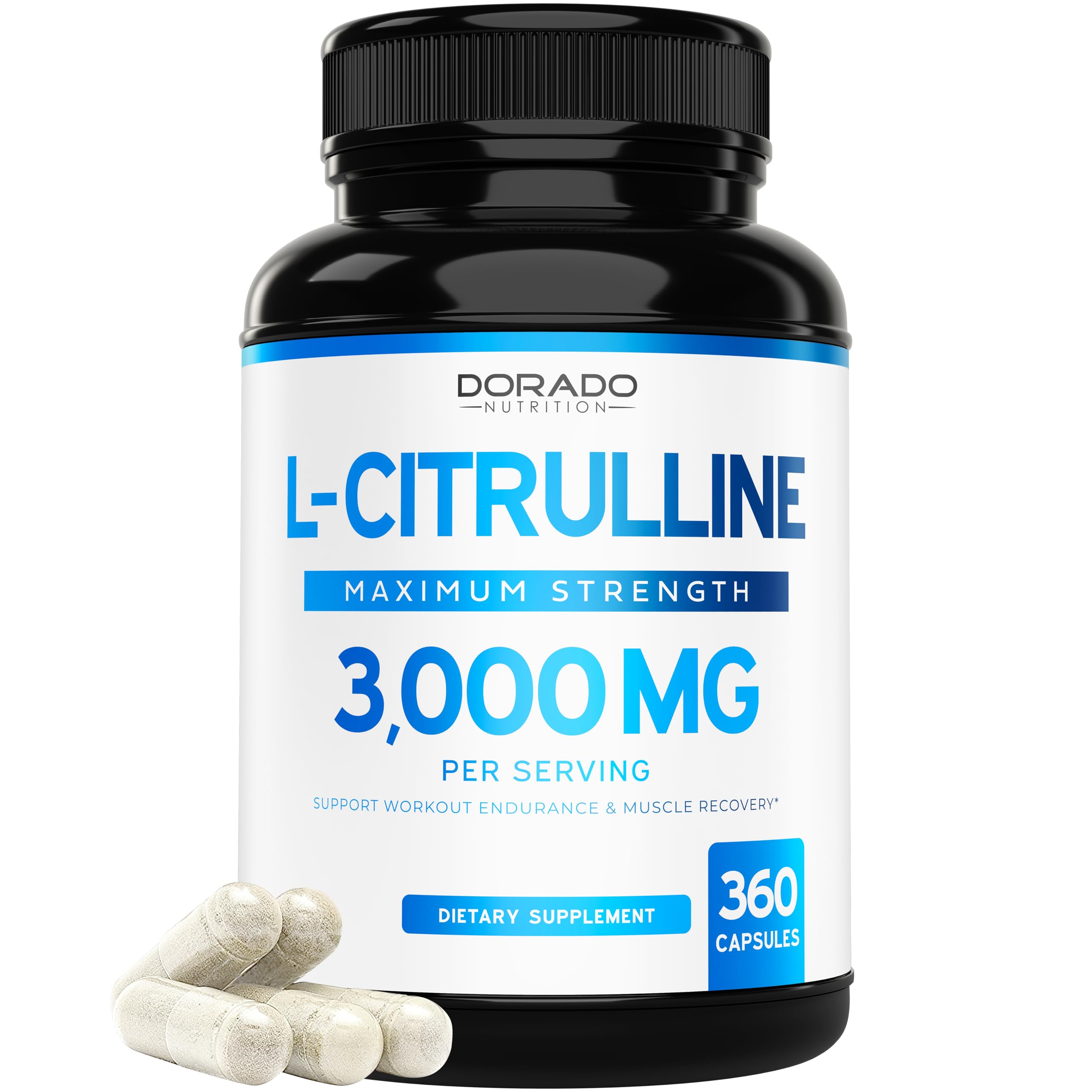 DORADO NUTRITION frasco frontal mostrando L-Citrulline para confianza de calidad