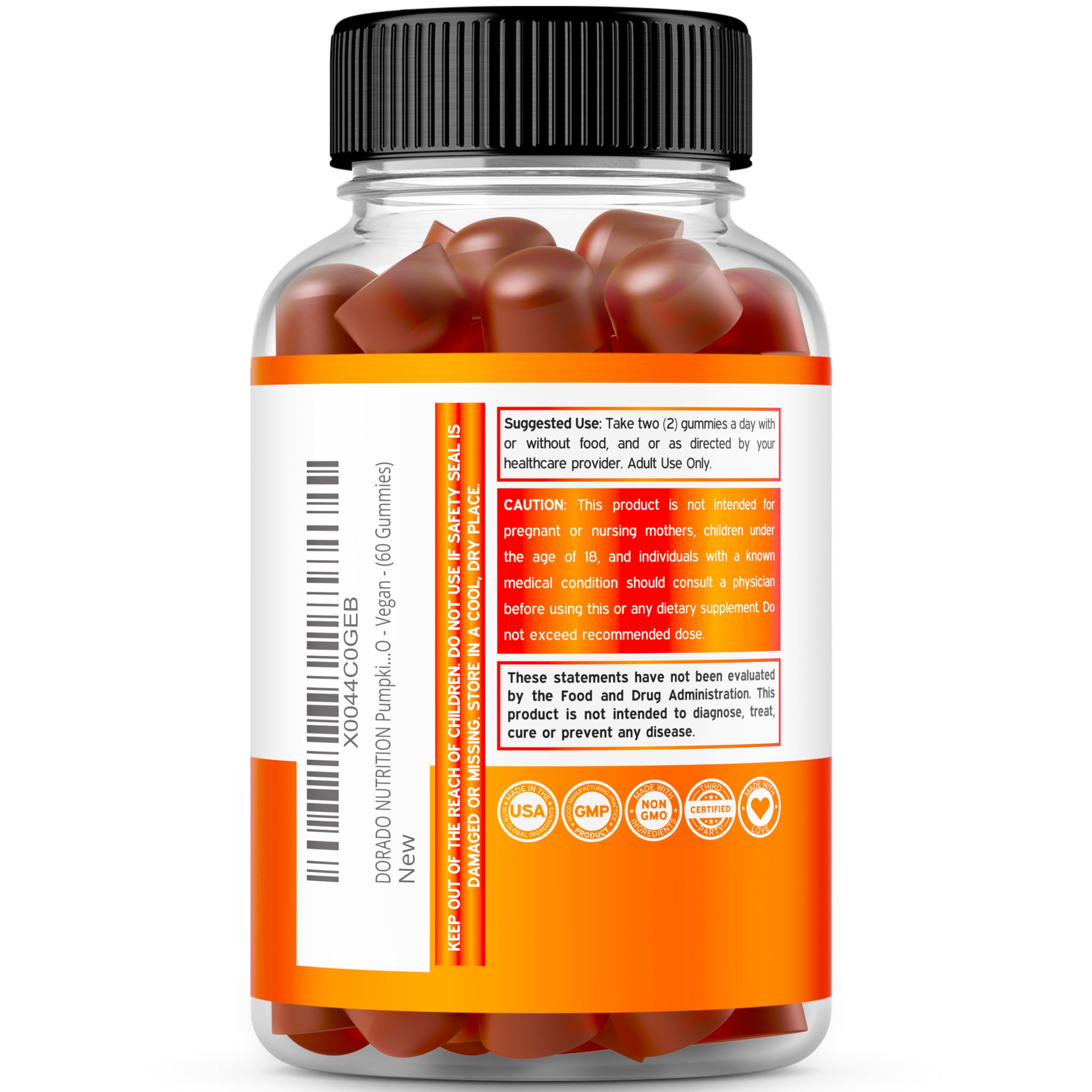 DORADO NUTRITION gominolas en mano para mostrar tamaño práctico y fácil toma