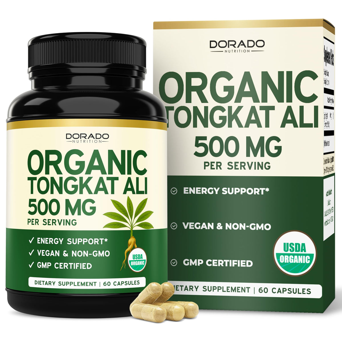 DORADO NUTRITION frontal del envase, presenta pureza y dosificación clara