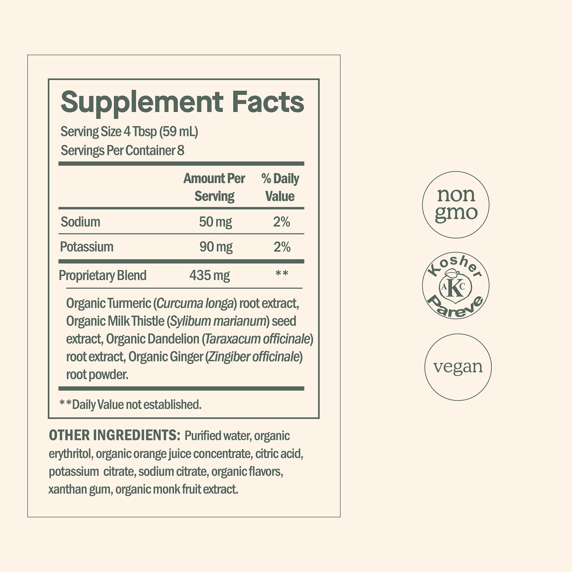 Dose for Your Liver etiqueta con ingredientes y beneficios visibles