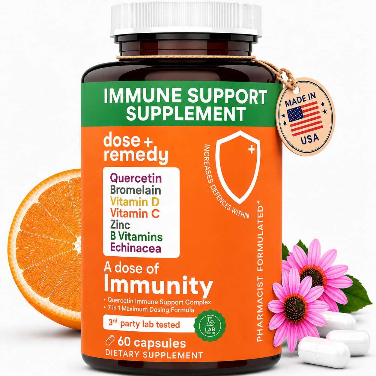 dose + remedy frasco frontal mostrando suplemento y facilidad de uso