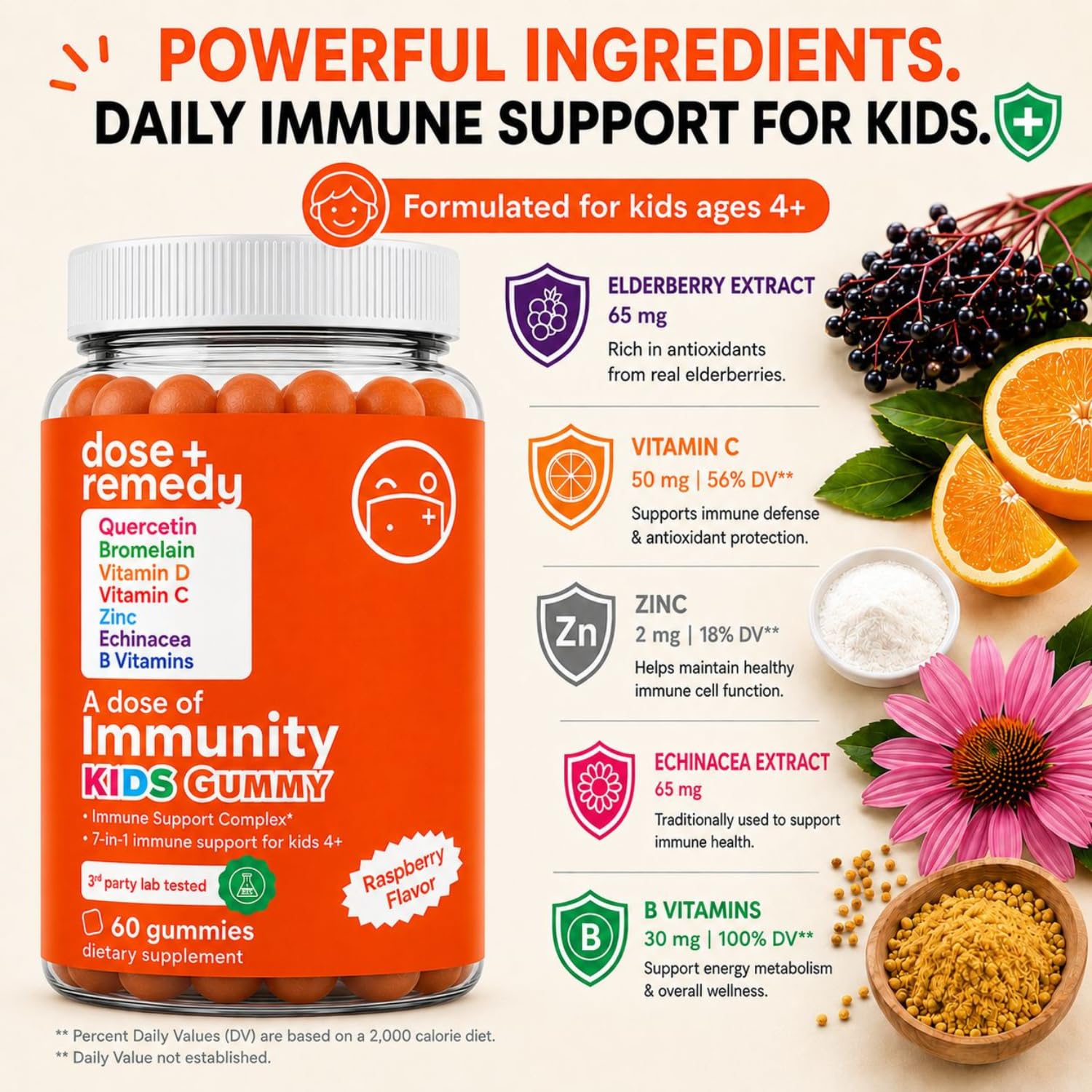 dose + remedy primer plano de una gomita para ver textura y forma