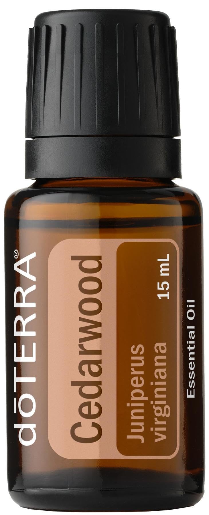 doTERRA botella frontal de Cedro mostrando presentación doble y uso práctico