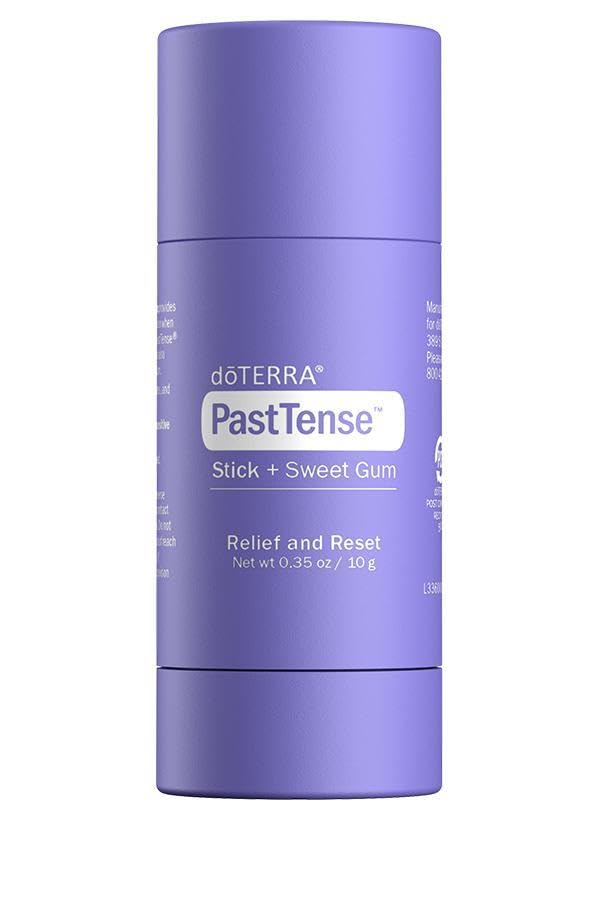 doTERRA stick PastTense frente del envase mostrando tamaño práctico