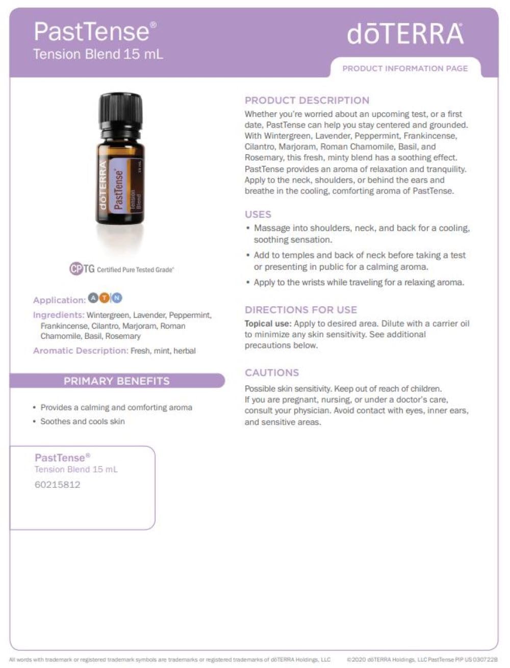 doTERRA PastTense comparación de tamaño en mano para transporte cómodo