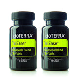 doTERRA paquete TriEase softgels vista frontal, práctico para llevar
