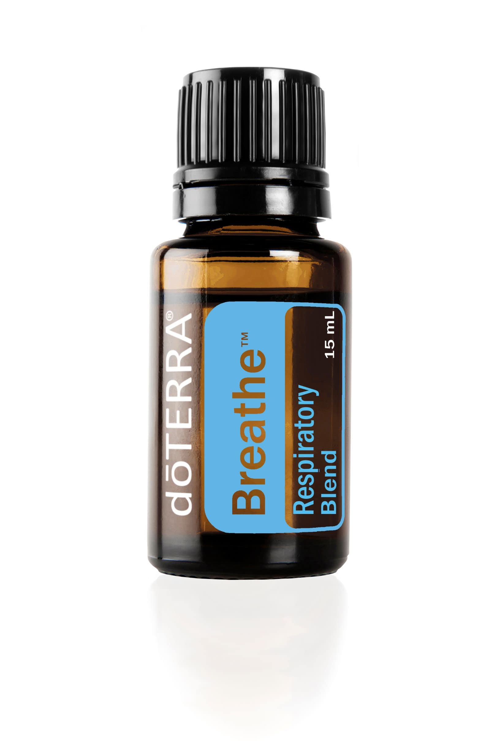 doTERRA frasco Breathe 15 ml visto de frente con etiqueta clara