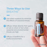 doTERRA gota de aceite Breathe sobre la mano para inhalación rápida