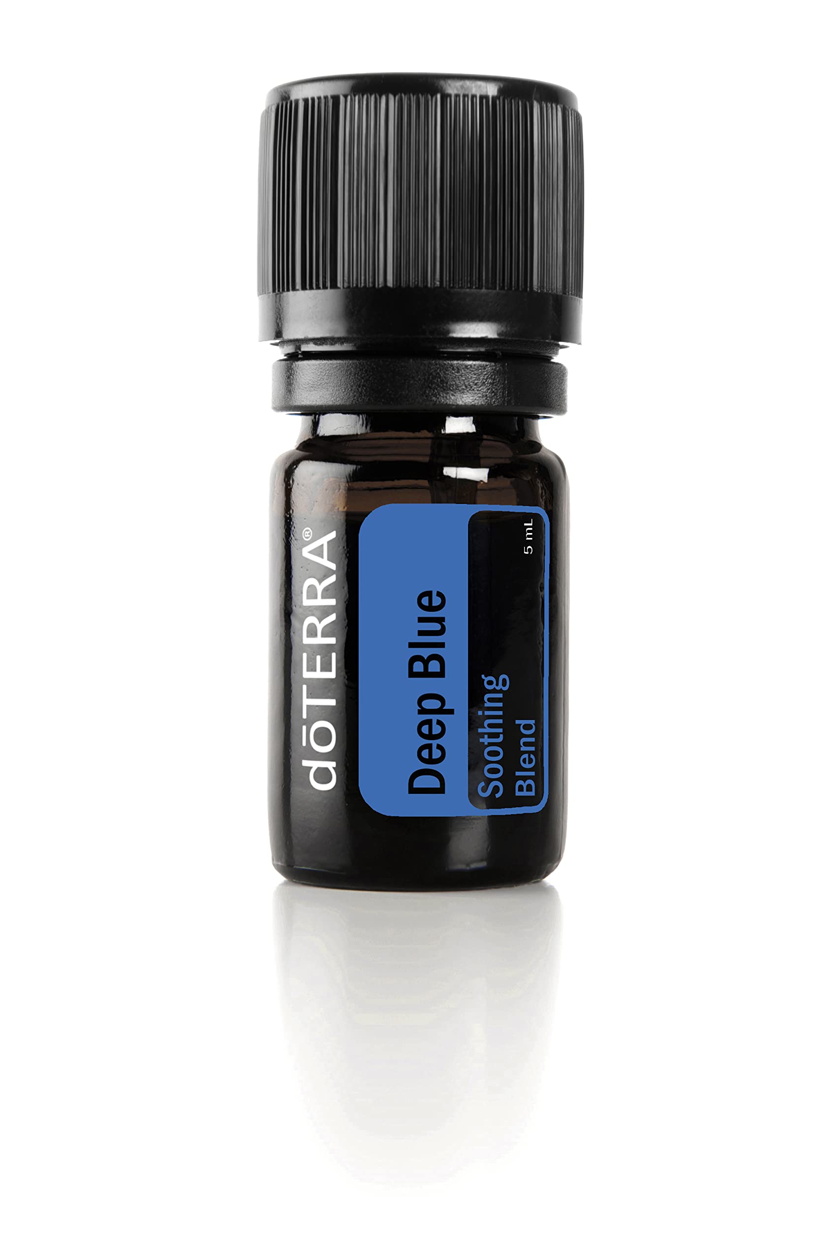 doTERRA Deep Blue frente del envase muestra tamaño 5 ml y portabilidad