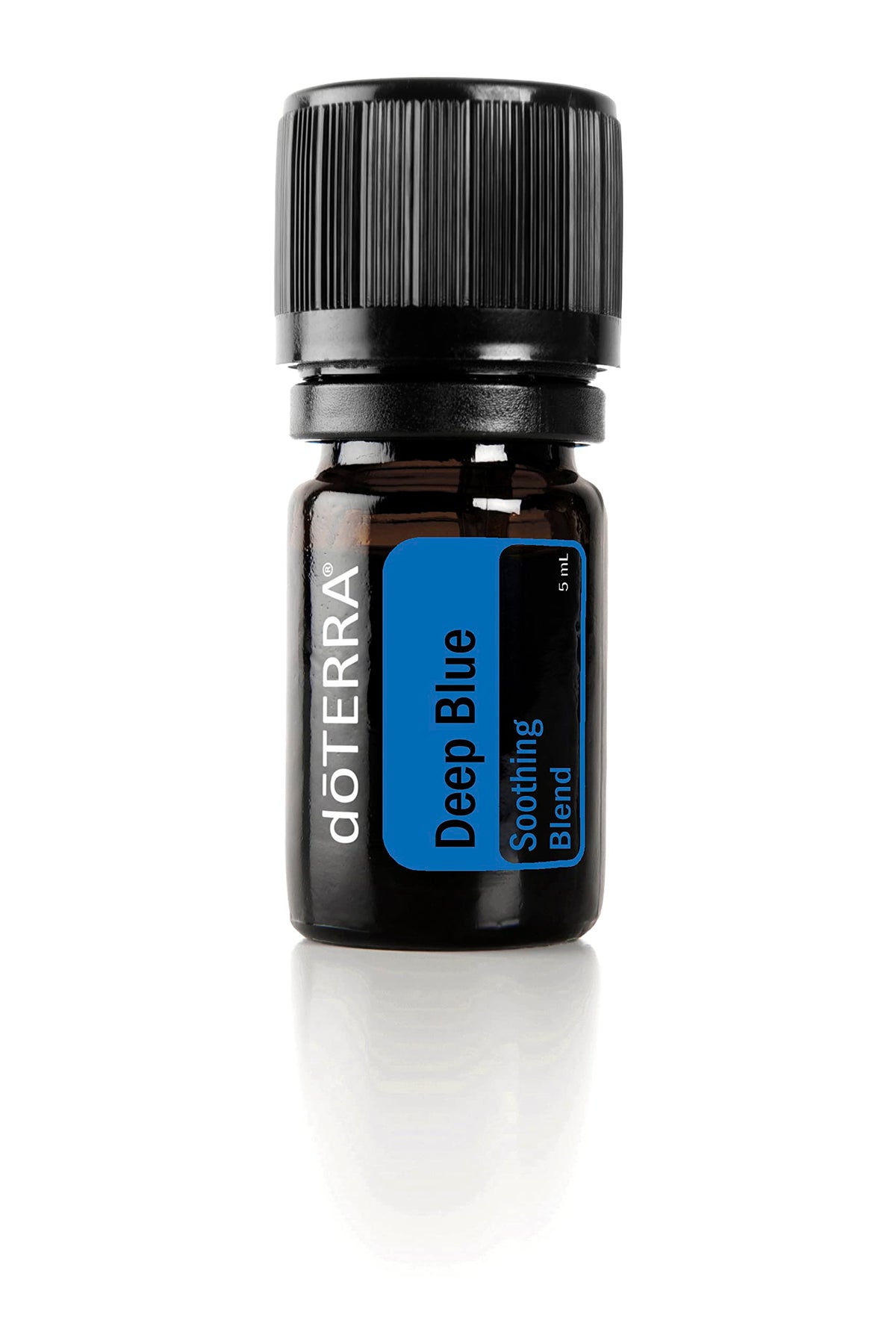 doTERRA Deep Blue frente del envase muestra tamaño 5 ml y portabilidad