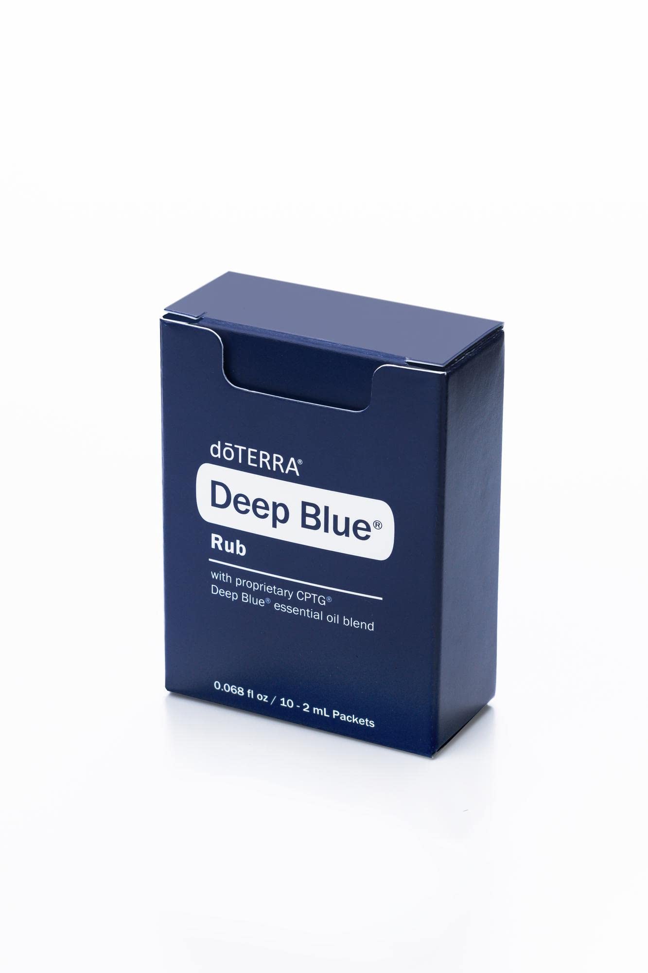 doTERRA Deep Blue Rub etiqueta con ingredientes principales y credenciales claras