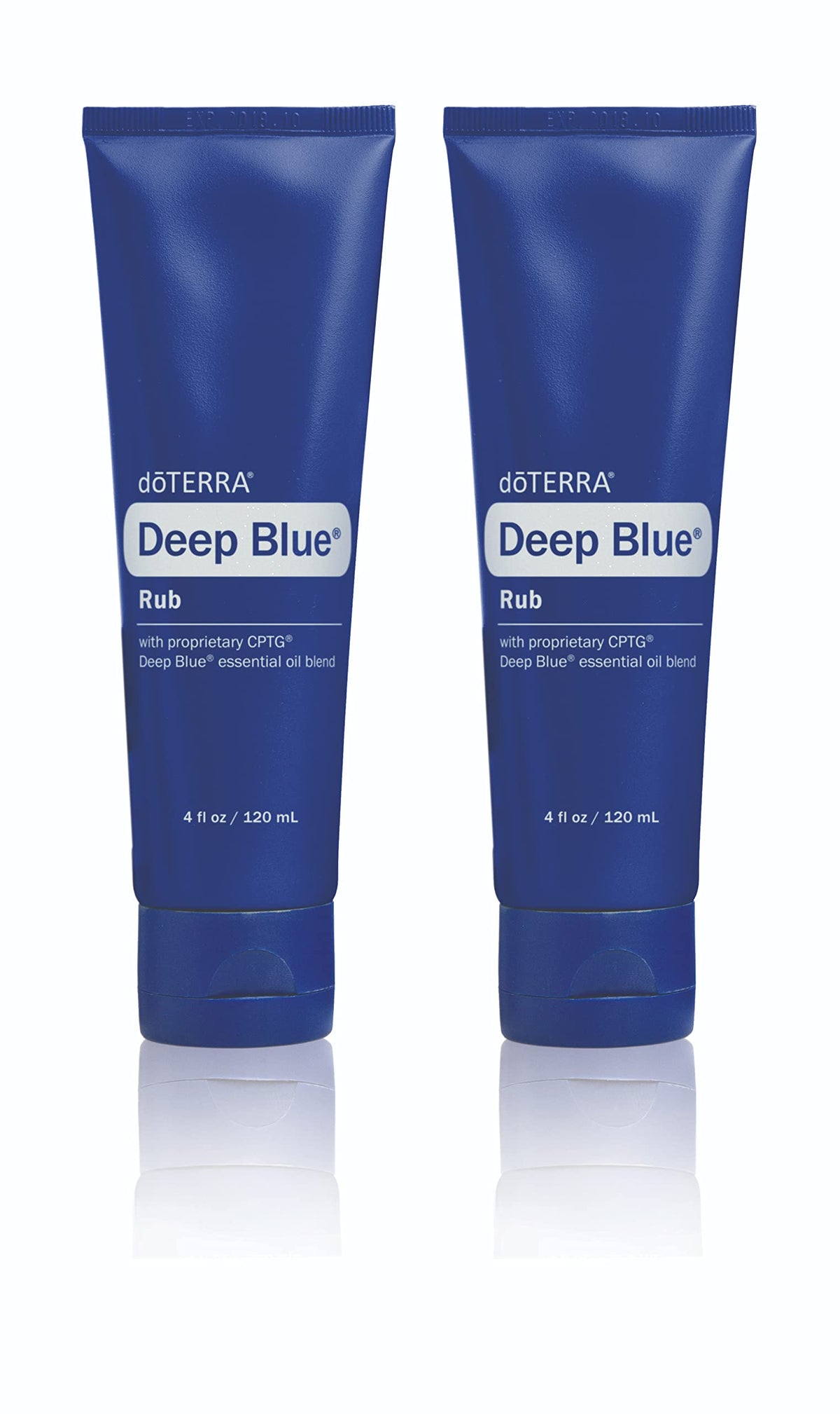 doTERRA Deep Blue Rub vista frontal con envase doble y etiquetado visible
