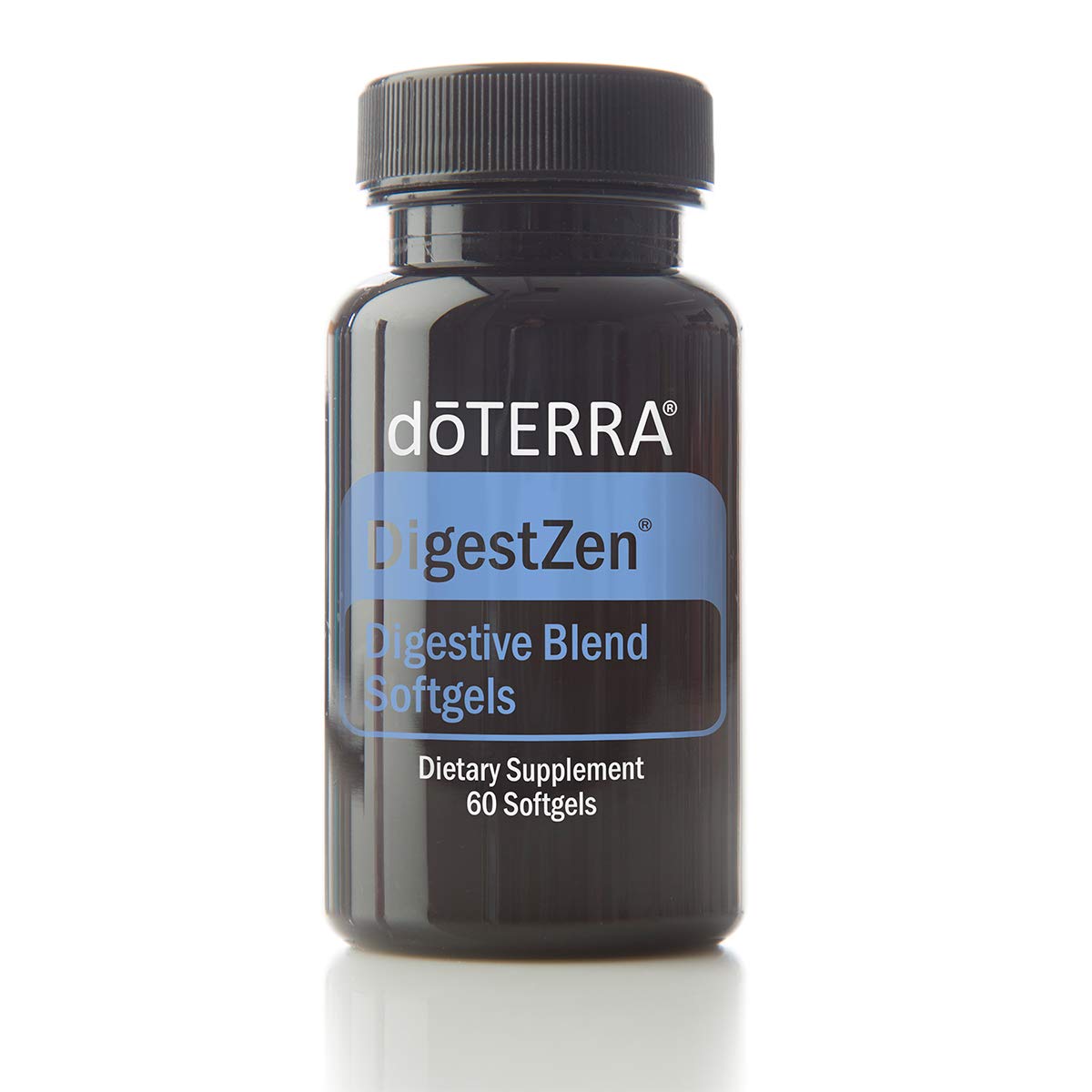 doTERRA envase frontal de DigestZen softgels mostrando comodidad digestiva