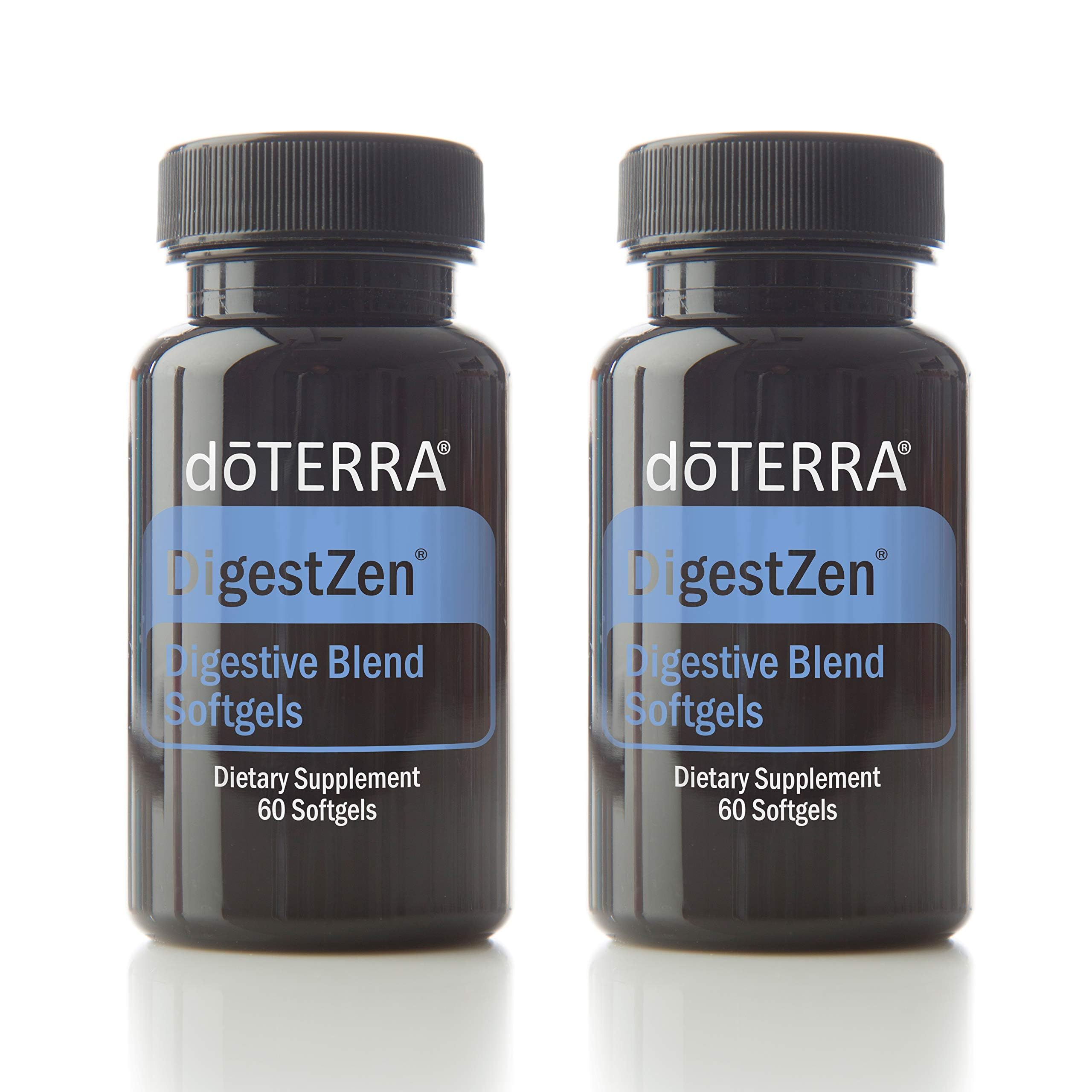doTERRA frasco DigestZen frente mostrando diseño y conveniencia