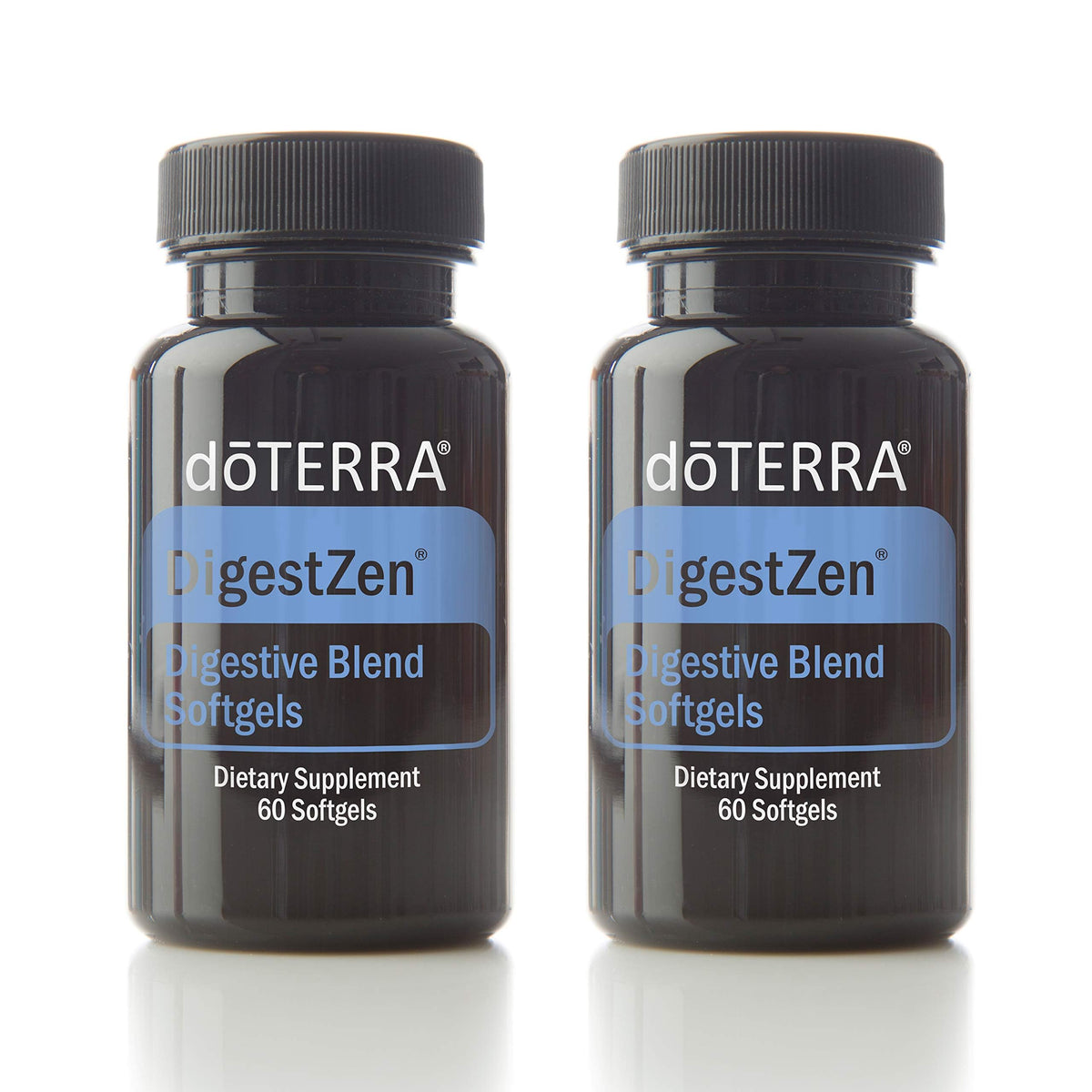 doTERRA frasco DigestZen frente mostrando diseño y conveniencia